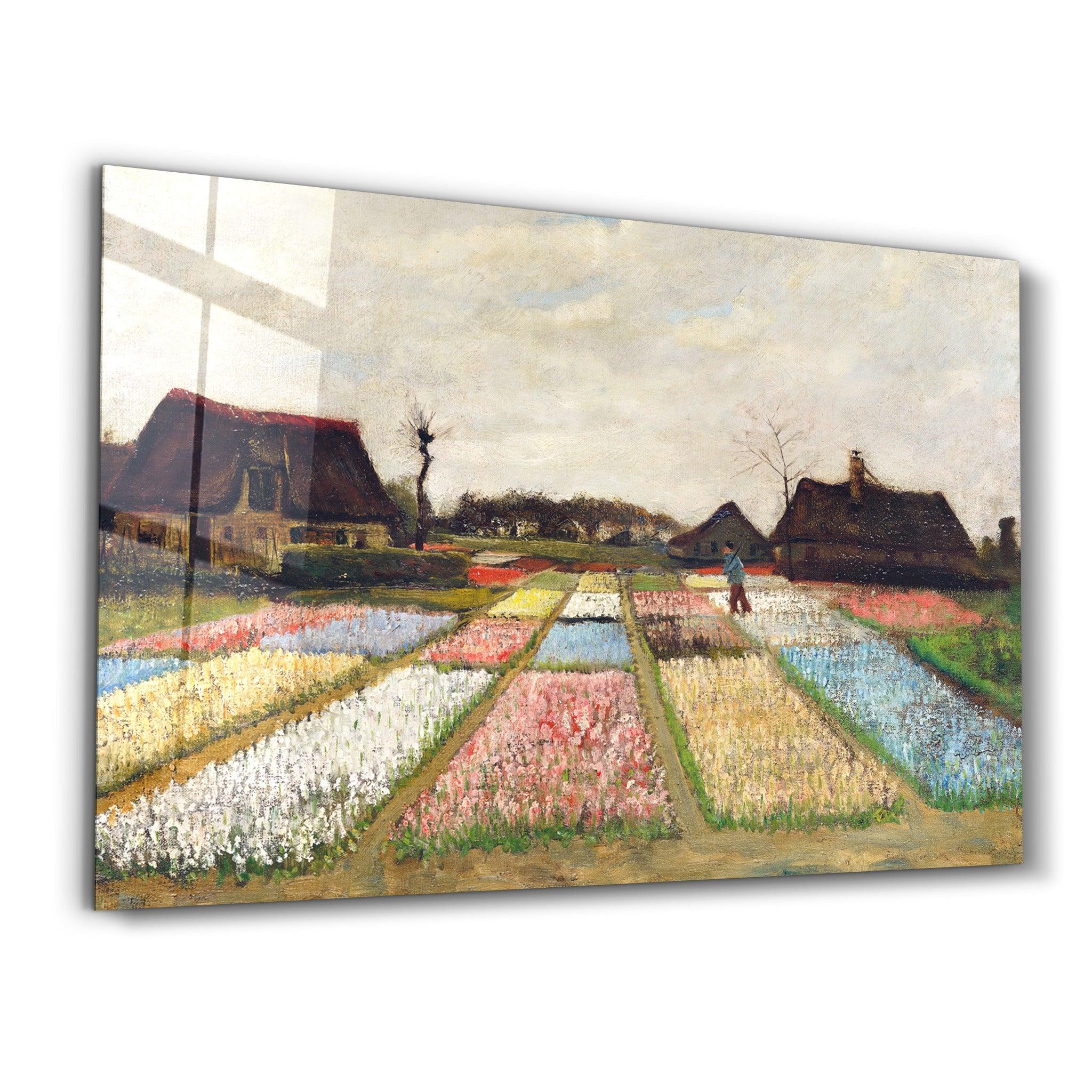 Van Gogh art print, vintage Flower Beds in Holland wall decor (1883) | Glass Wall Art - Artdesigna