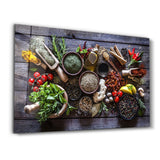 Spices And Vegetables | Glass Wall Art