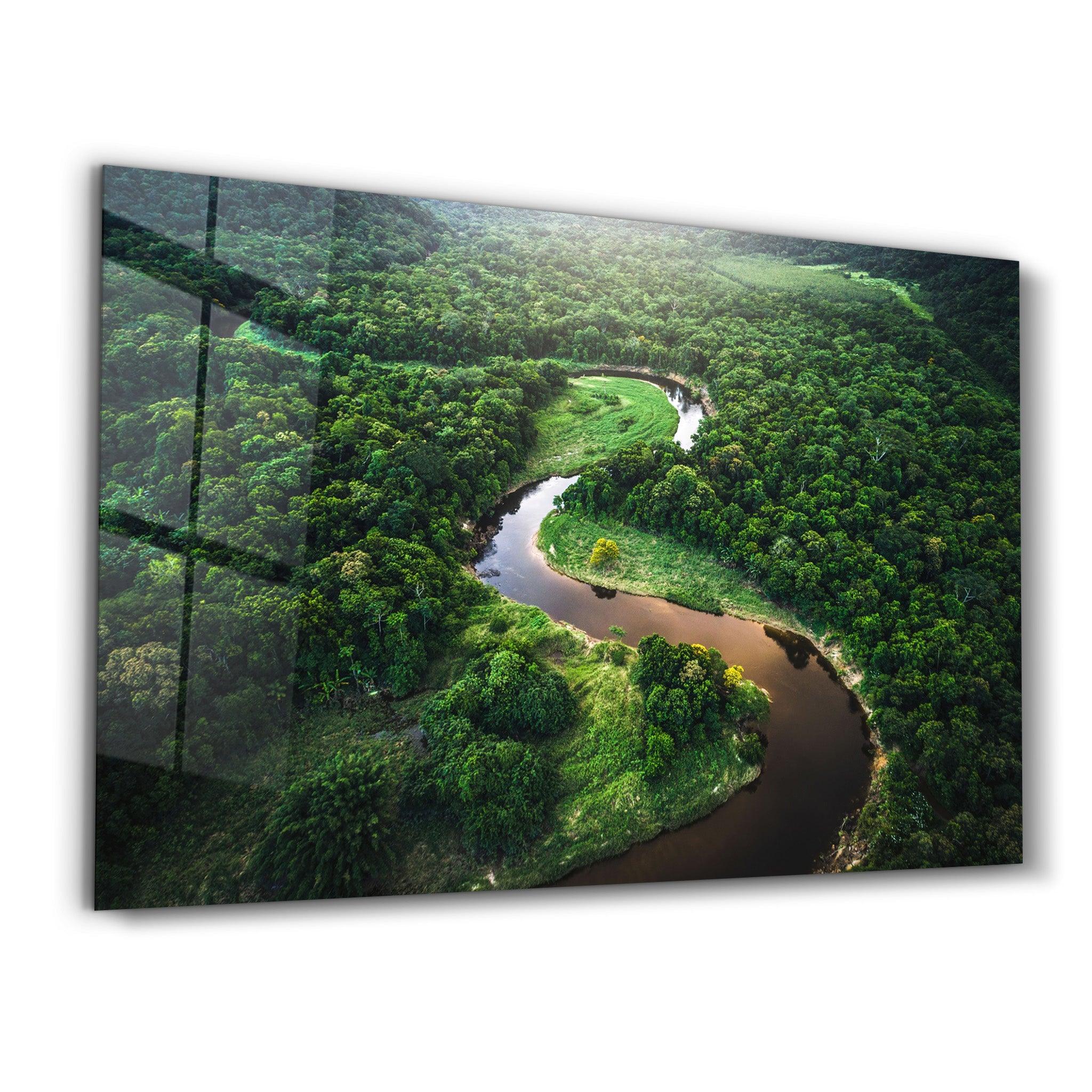 Meandering River | Glass Wall Art - Artdesigna