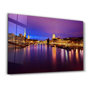 Zurich Night | Glass Wall Art - Artdesigna