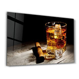 Cigar, Whiskey, Ice | Glass Wall Art