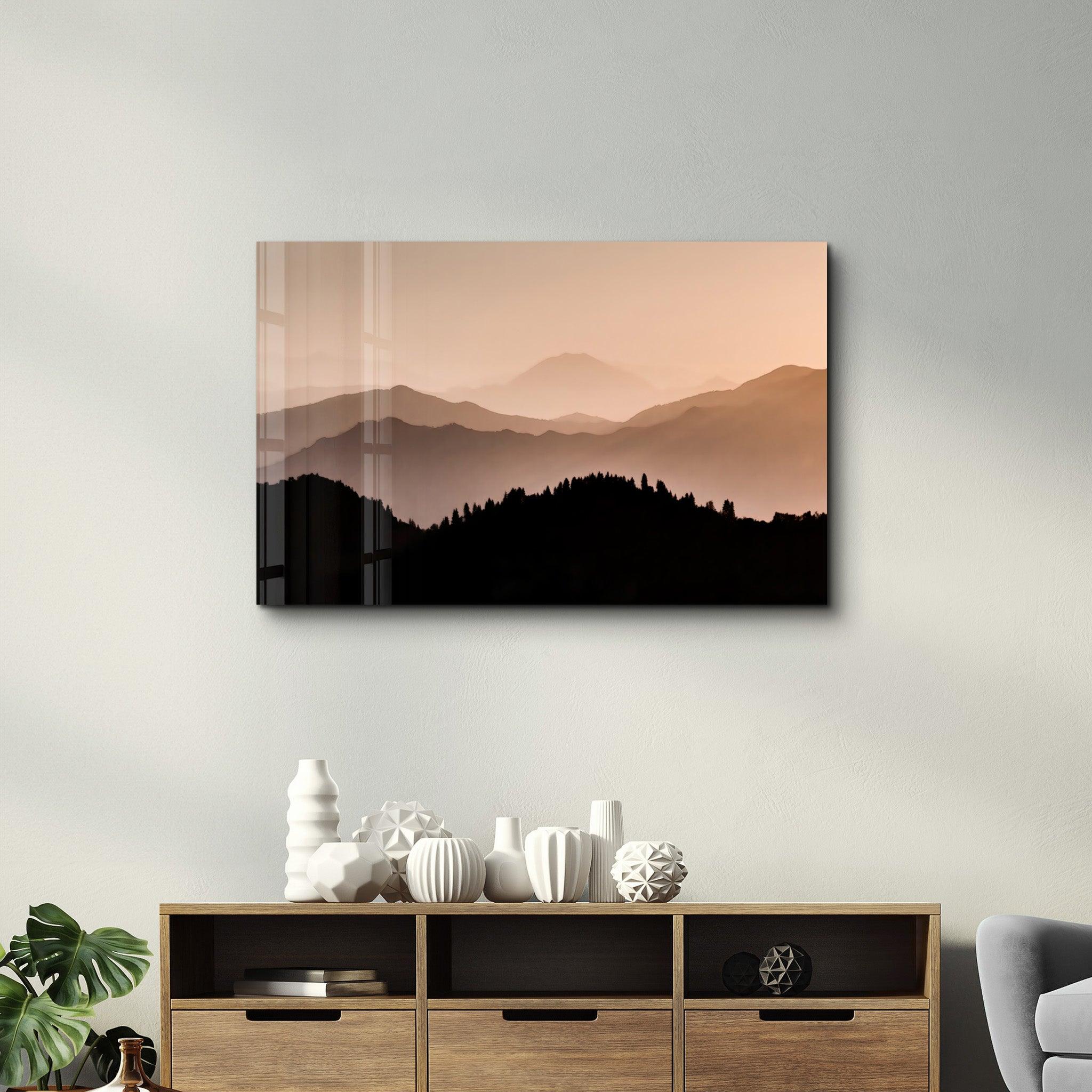 Black Mountains | Glass Wall Art - Artdesigna