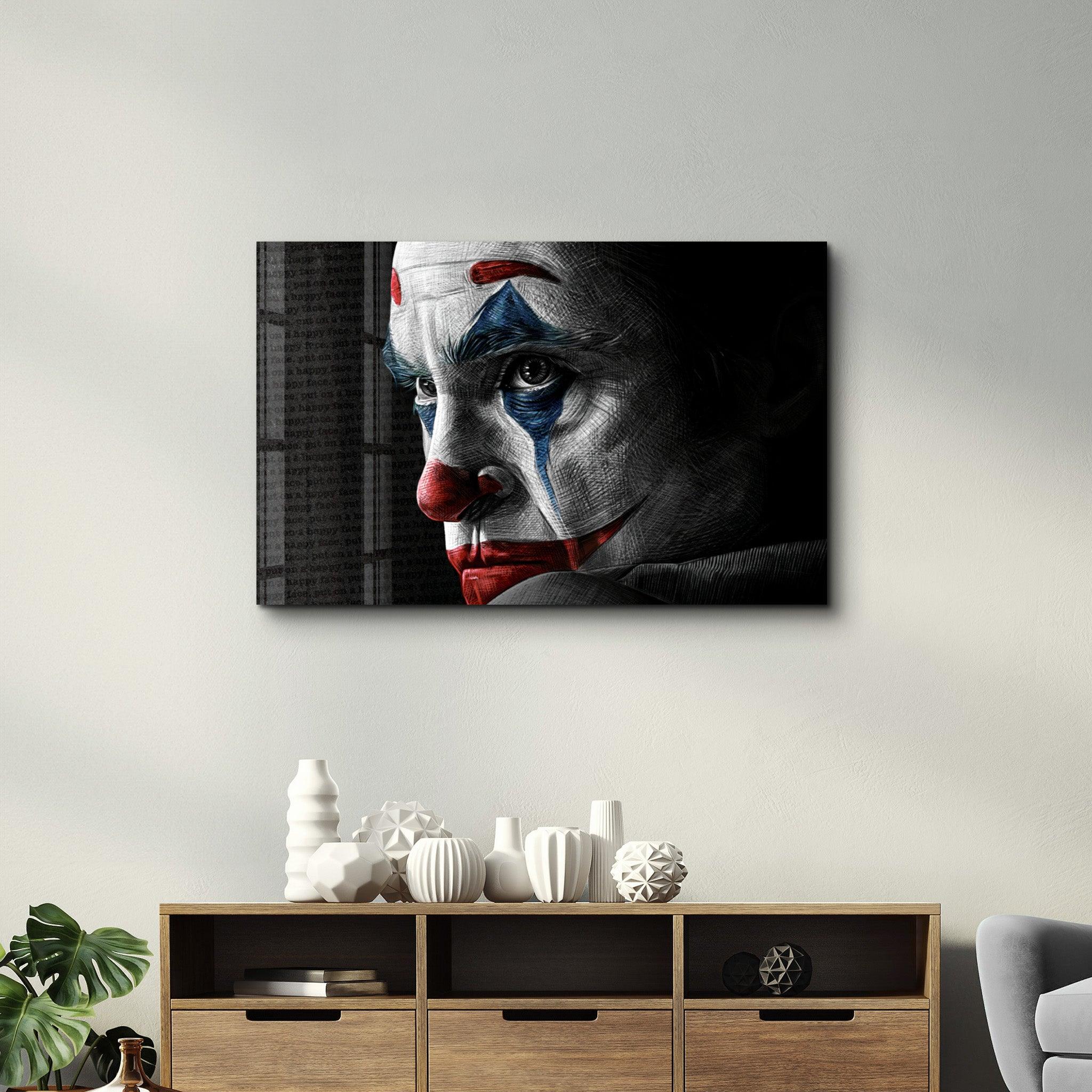 Joker Face | Glass Wall Art - Artdesigna