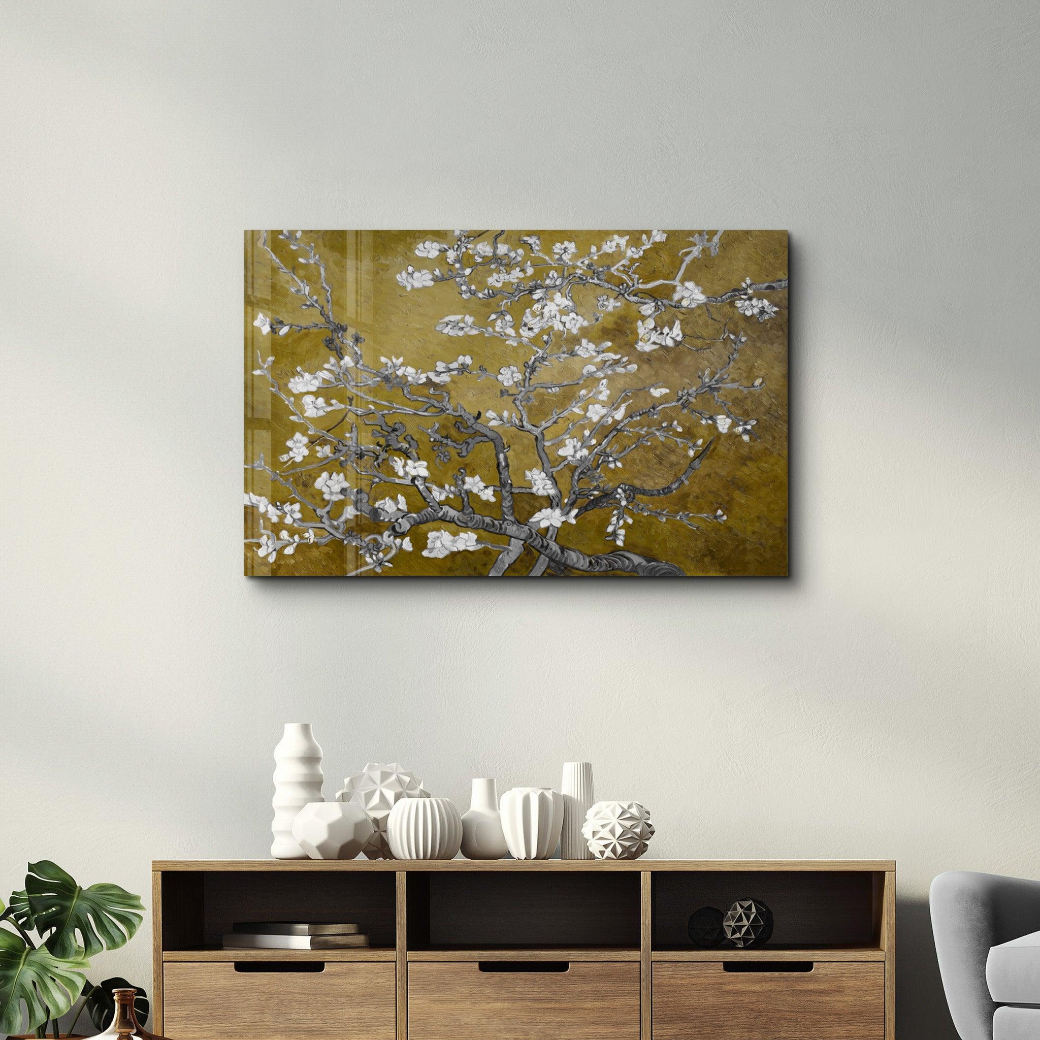 Yellow and White Flowers | Glass Wall Art - Artdesigna