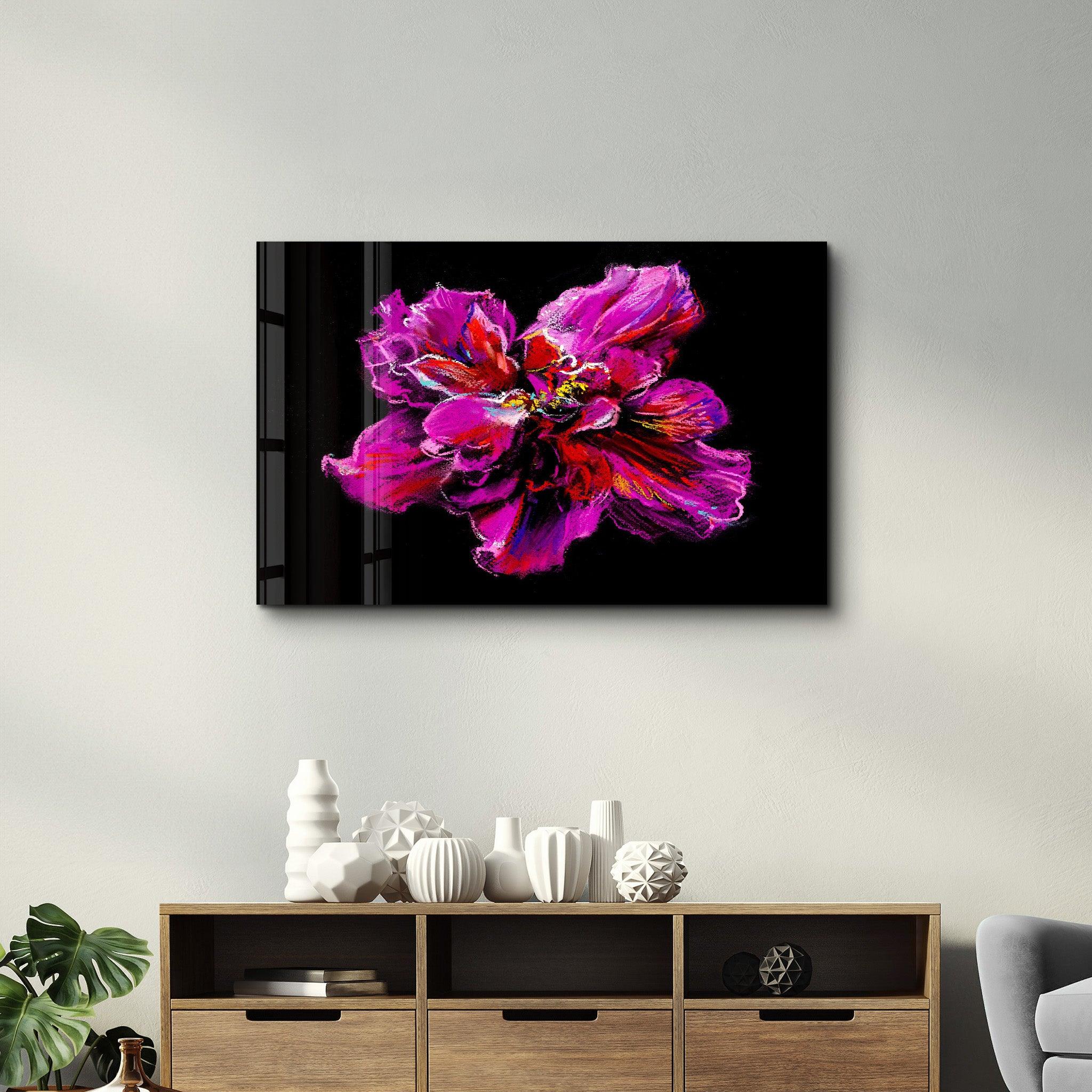 Purple Flower | Glass Wall Art - Artdesigna