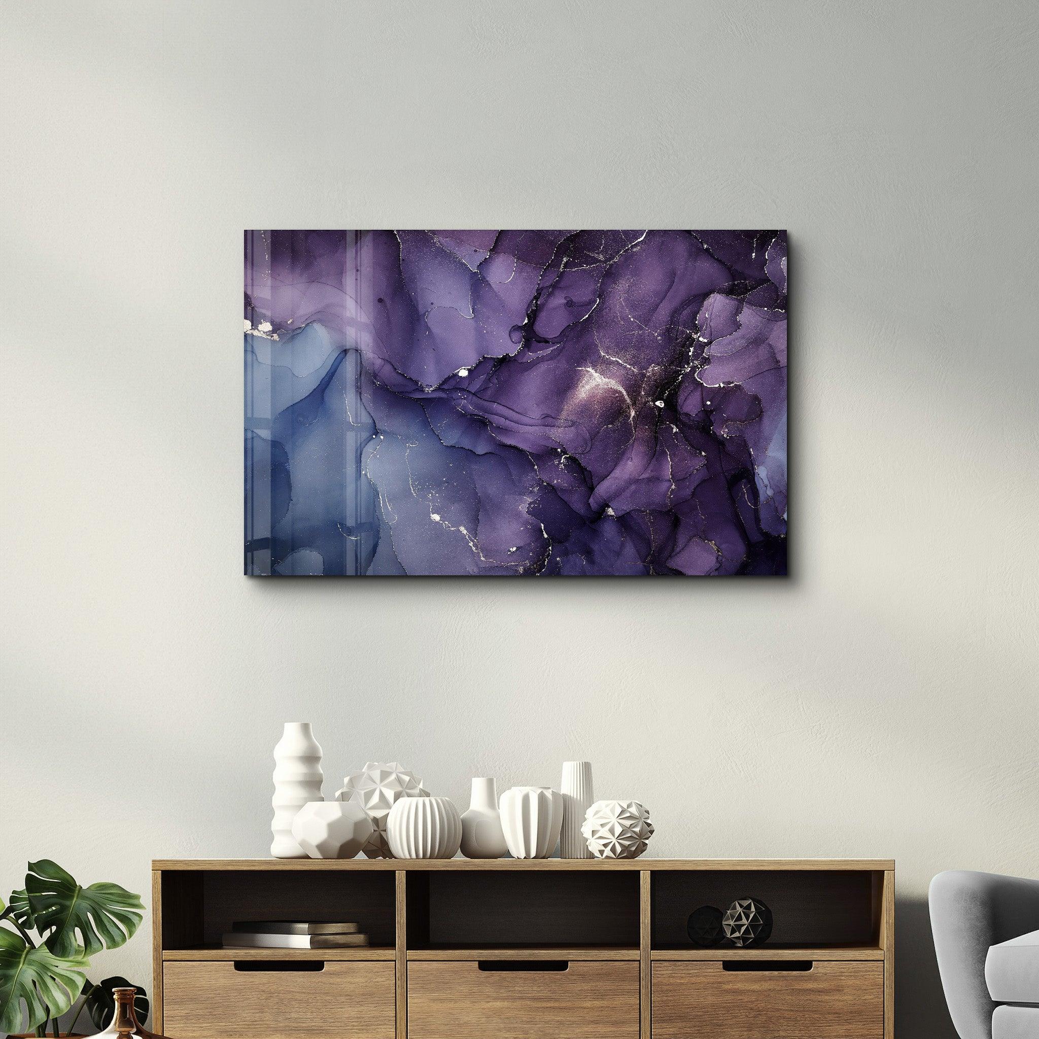 Purple Wave Pattern | Glass Wall Art - Artdesigna