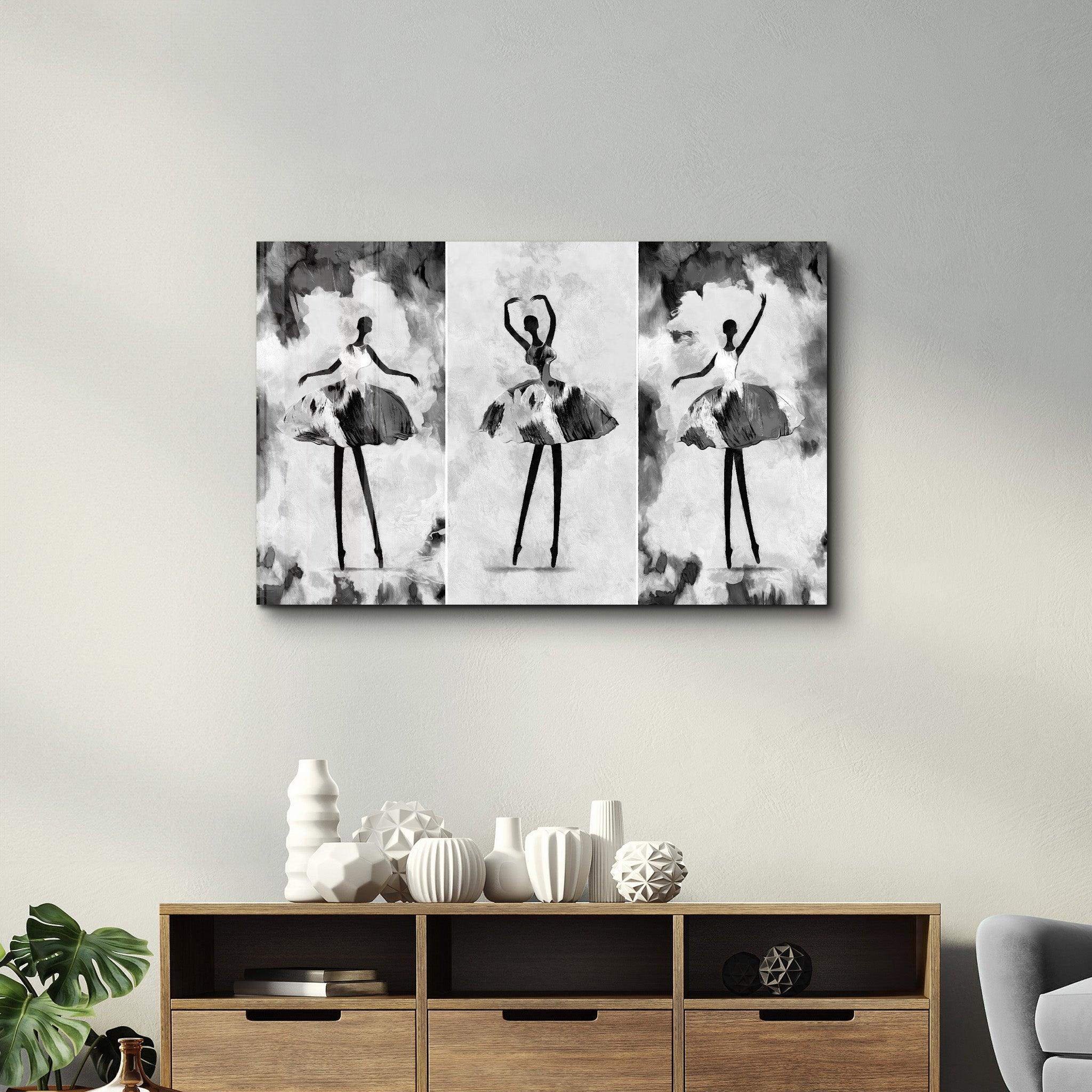 Black and White Ballerina | Glass Wall Art - Artdesigna