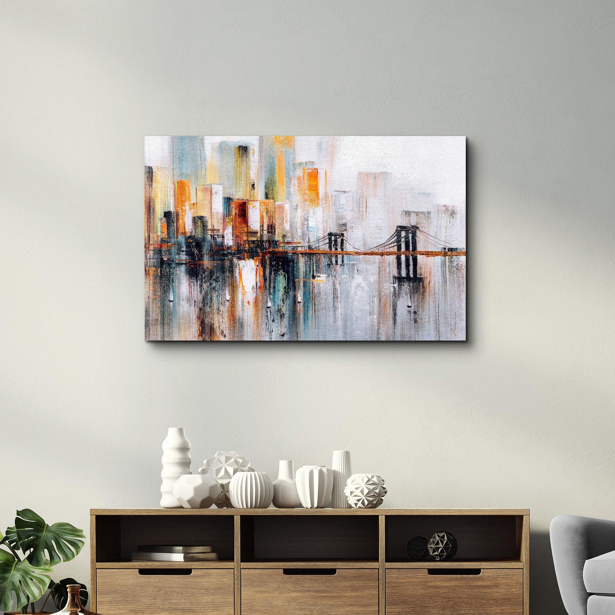 Abstract City View | Glass Wall Art - Artdesigna