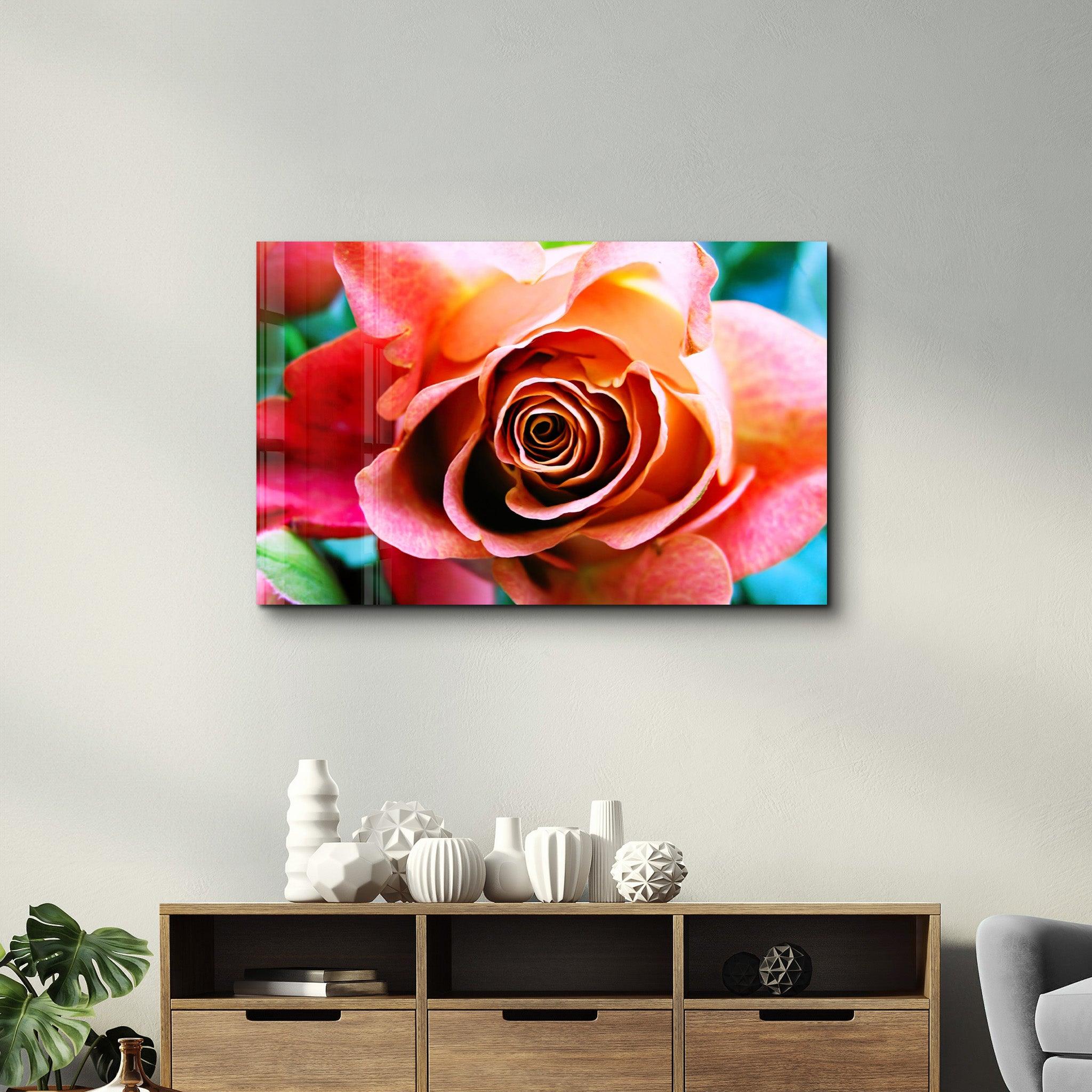 Floribunda Rose | Glass Wall Art - Artdesigna