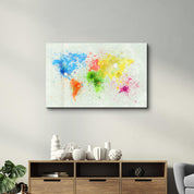 Rainbow World Map | Glass Wall Art - Artdesigna