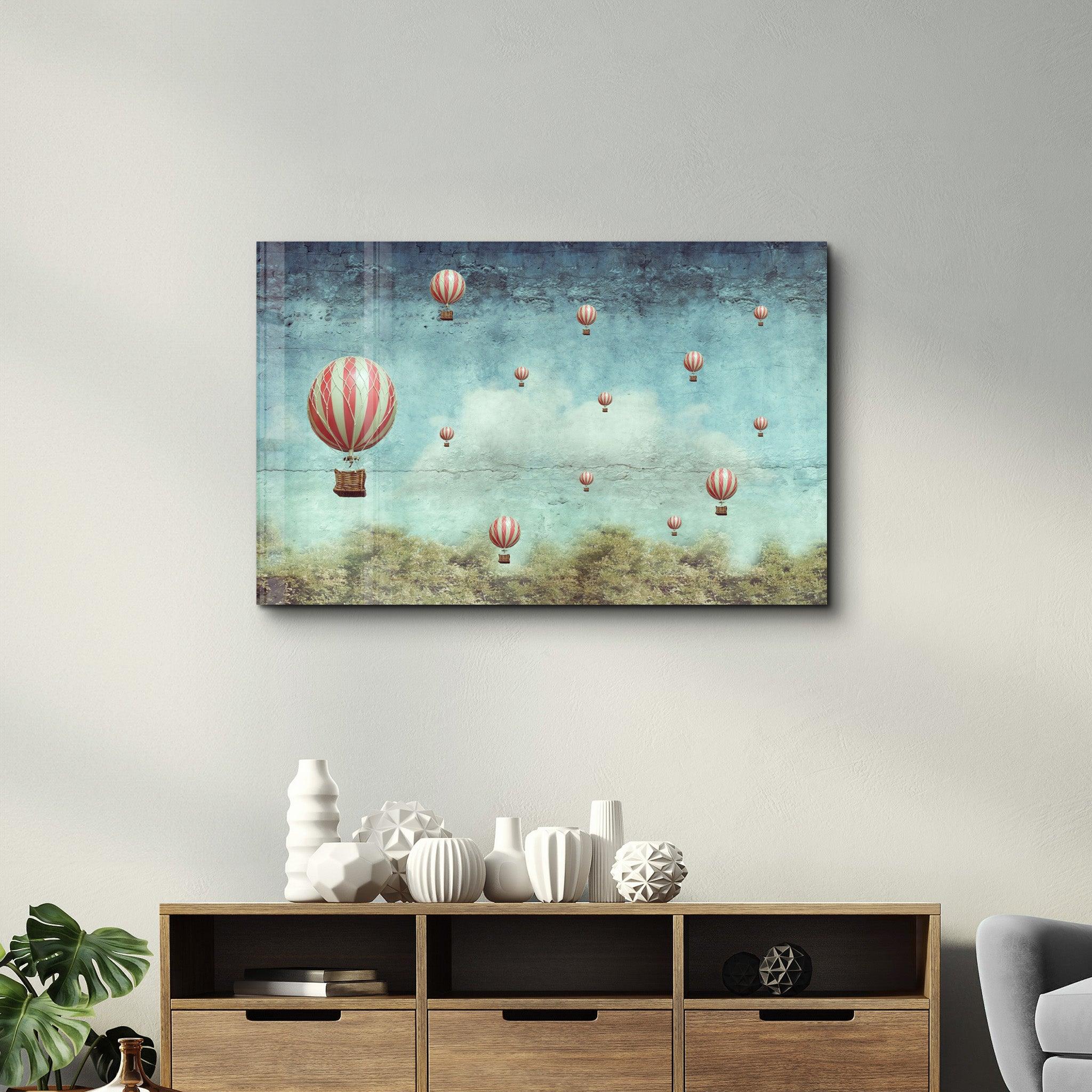 Abstract Air Balloons | Glass Wall Art - Artdesigna