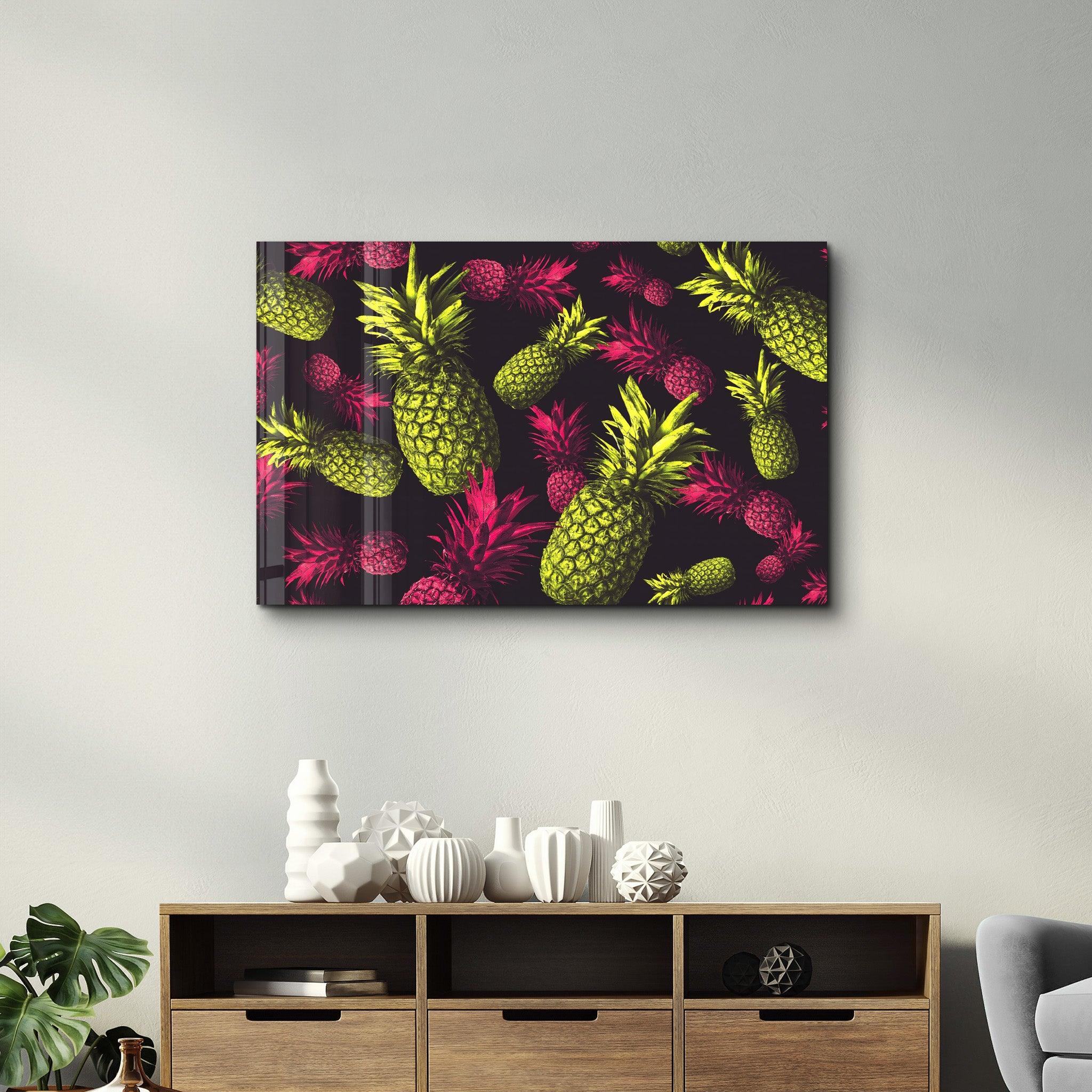 The Pineapples | Glass Wall Art - Artdesigna