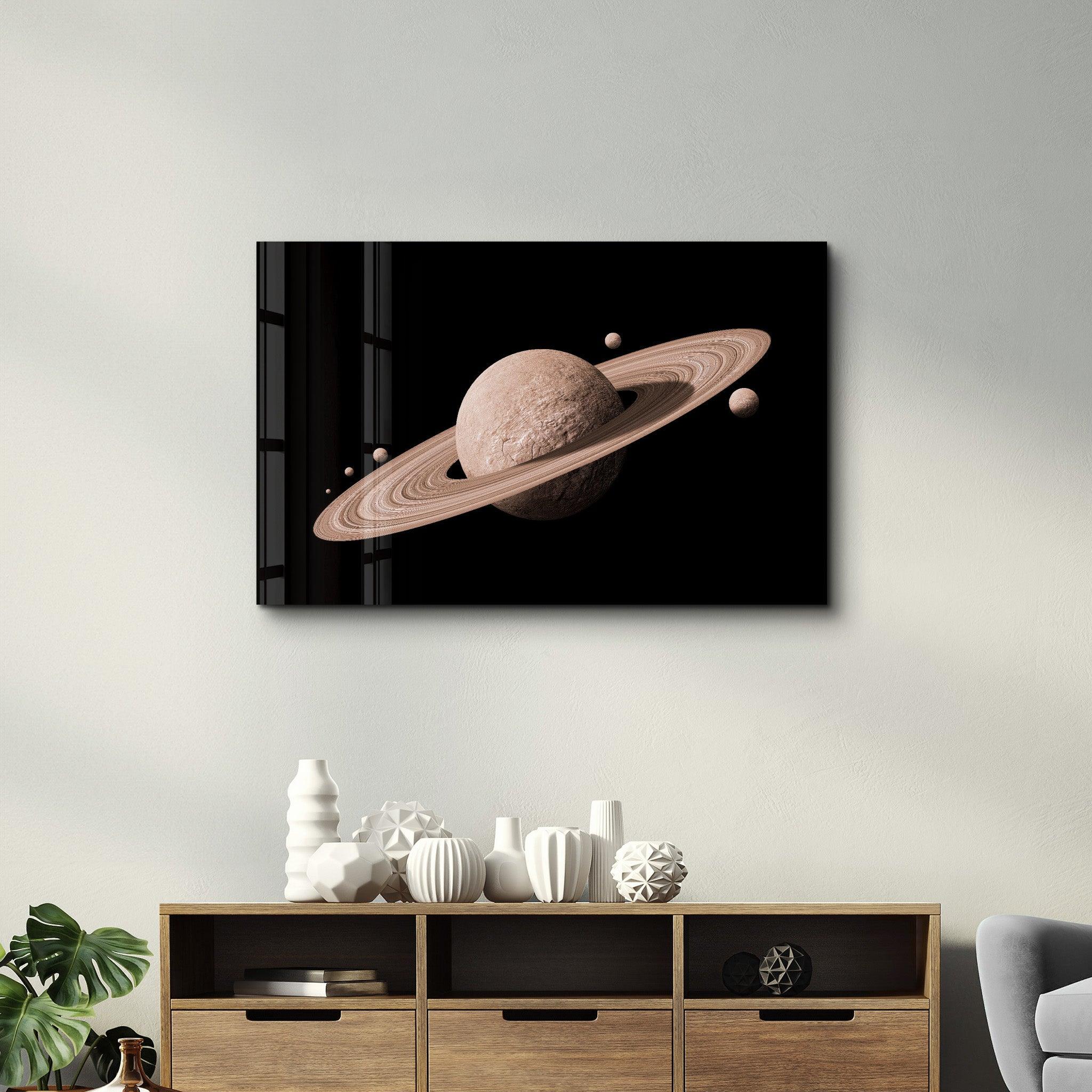 Saturn in Silence | Glass Wall Art - Artdesigna