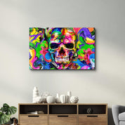 Skull Graffiti Art | Glass Wall Art - Artdesigna