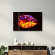 Neon Lip | Glass Wall Art - Artdesigna