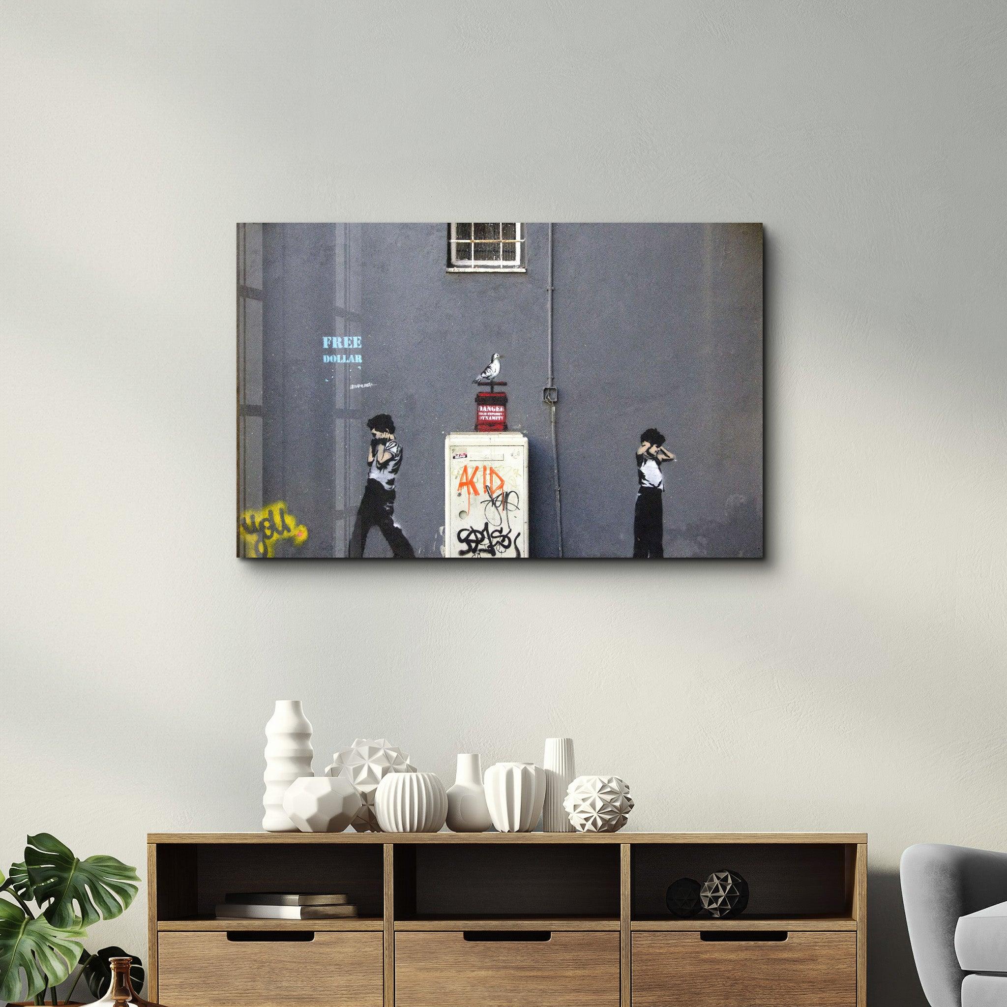 Banksy - Dynamite | Glass Wall Art - Artdesigna