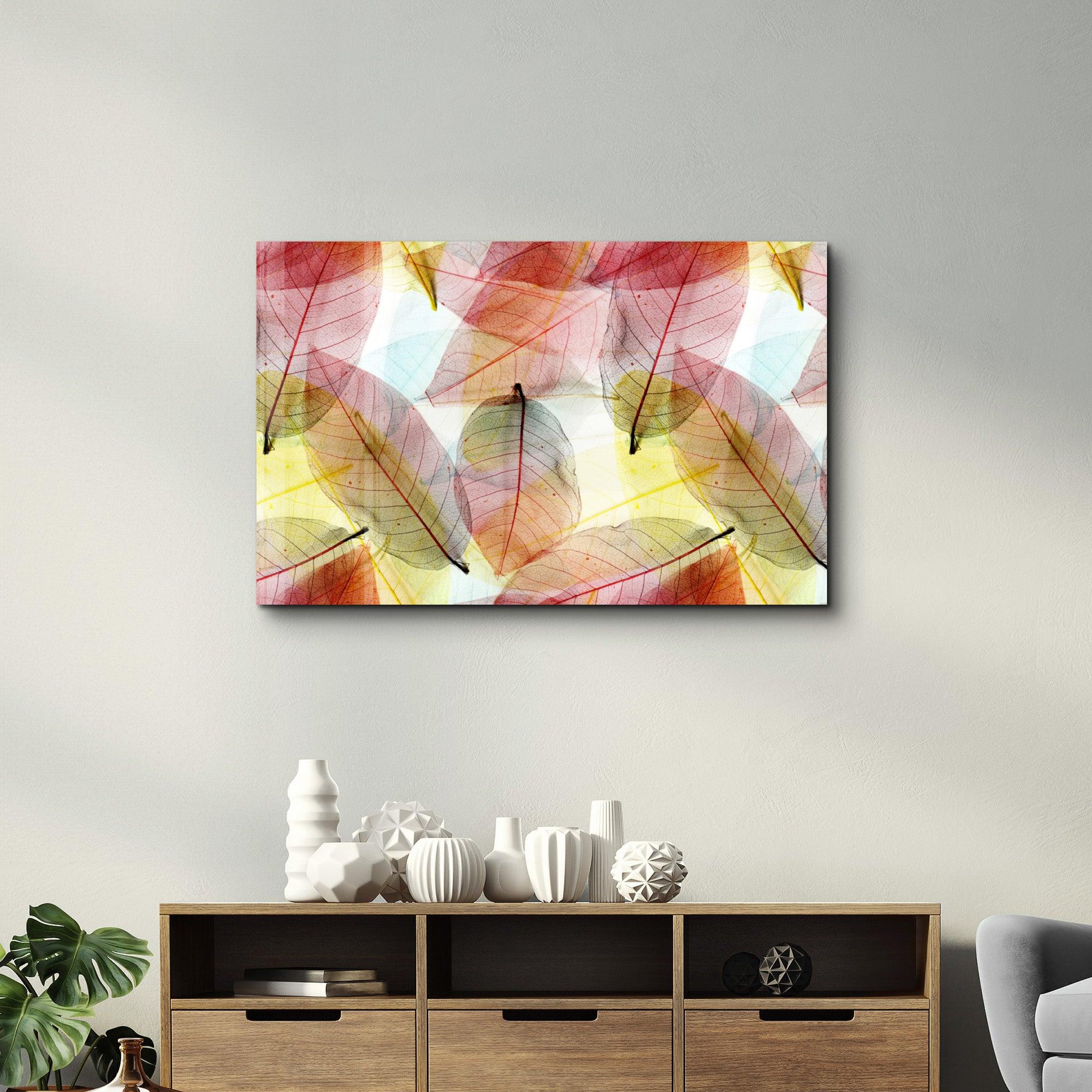 Colored Leaves | Glass Wall Art - Artdesigna