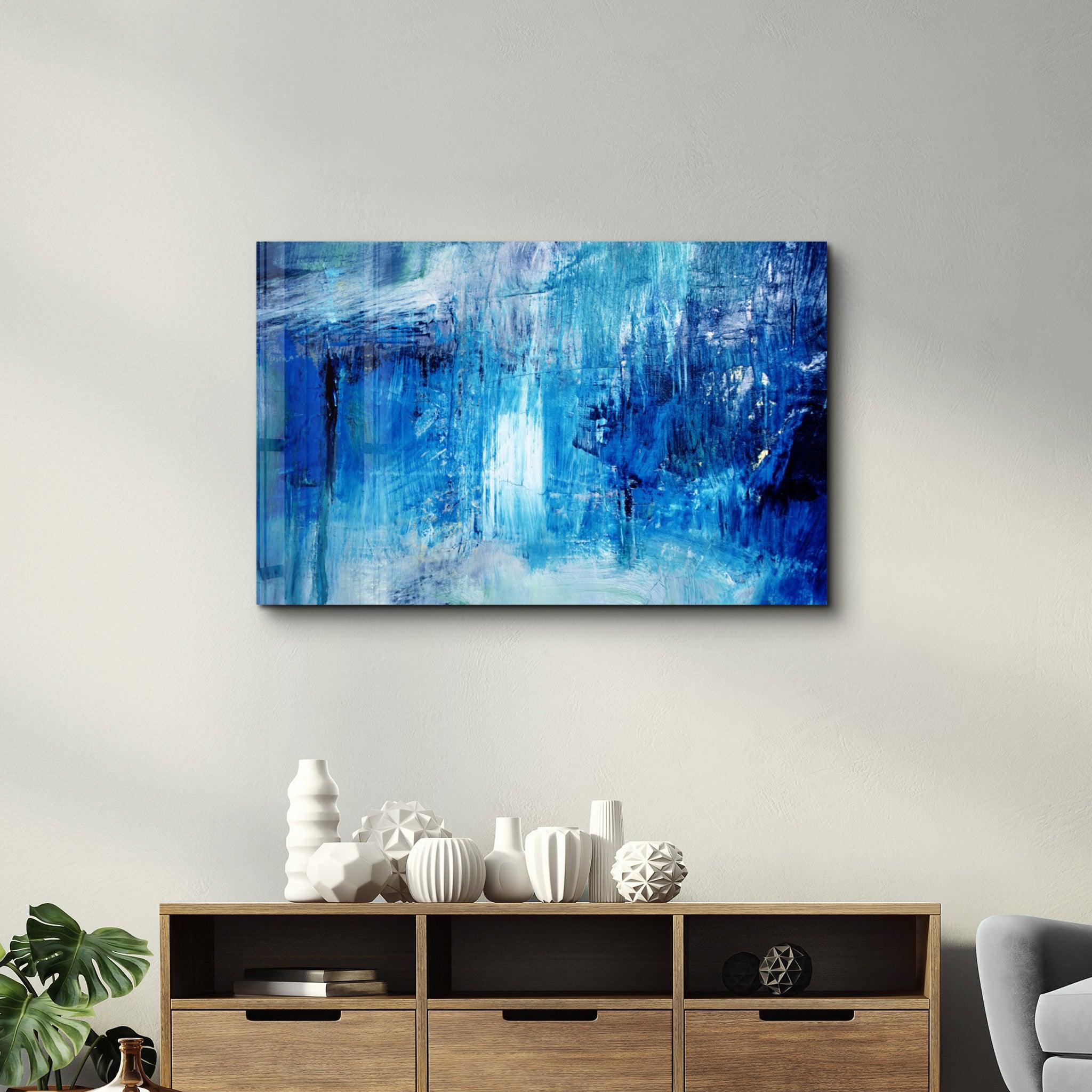 Blue Fall | Glass Wall Art - Artdesigna