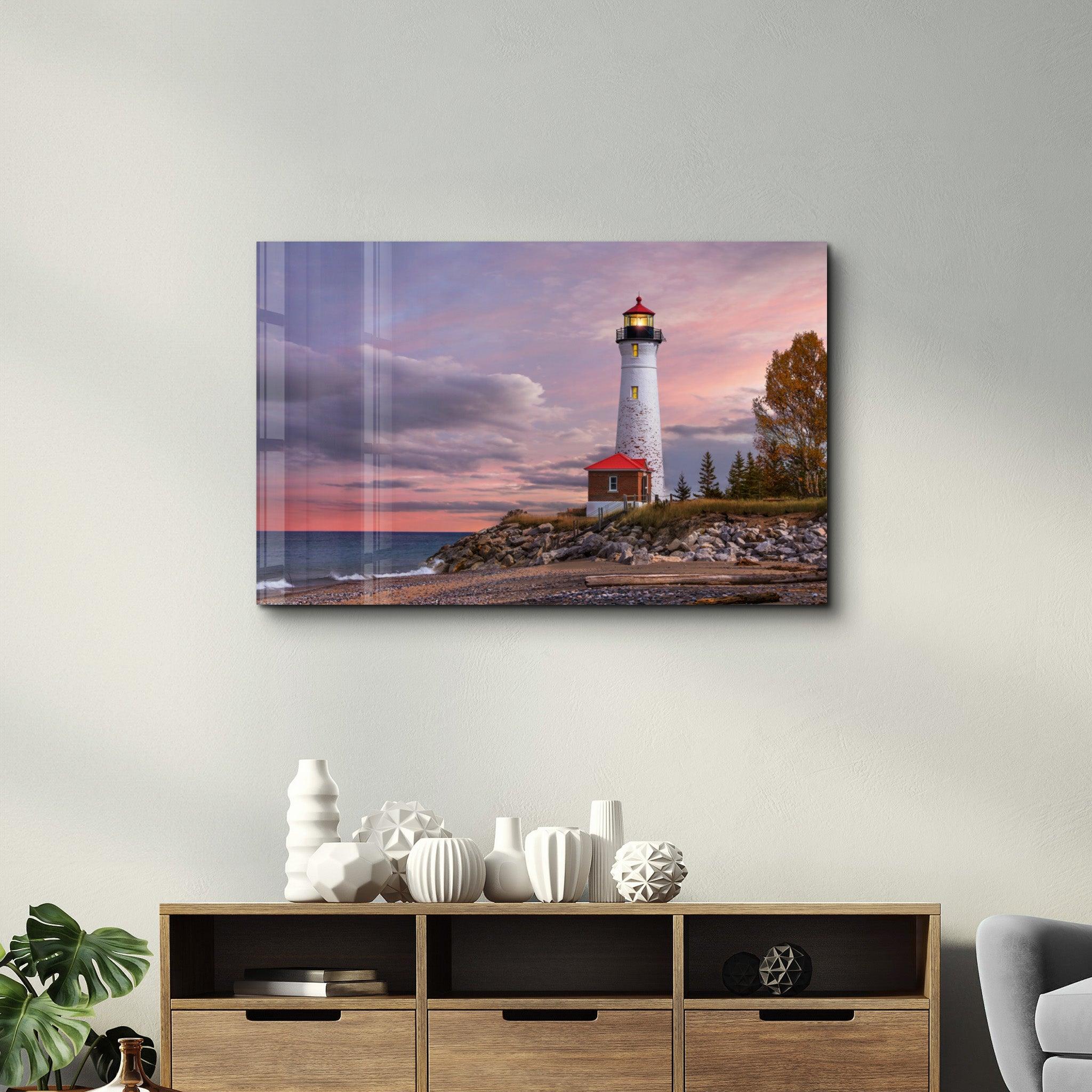 Lighthouse | Glass Wall Art - Artdesigna