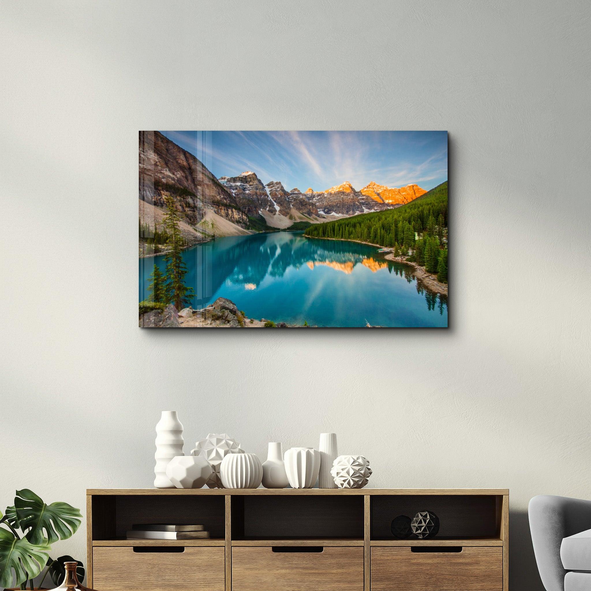 Moraine Lake | Glass Wall Art - Artdesigna