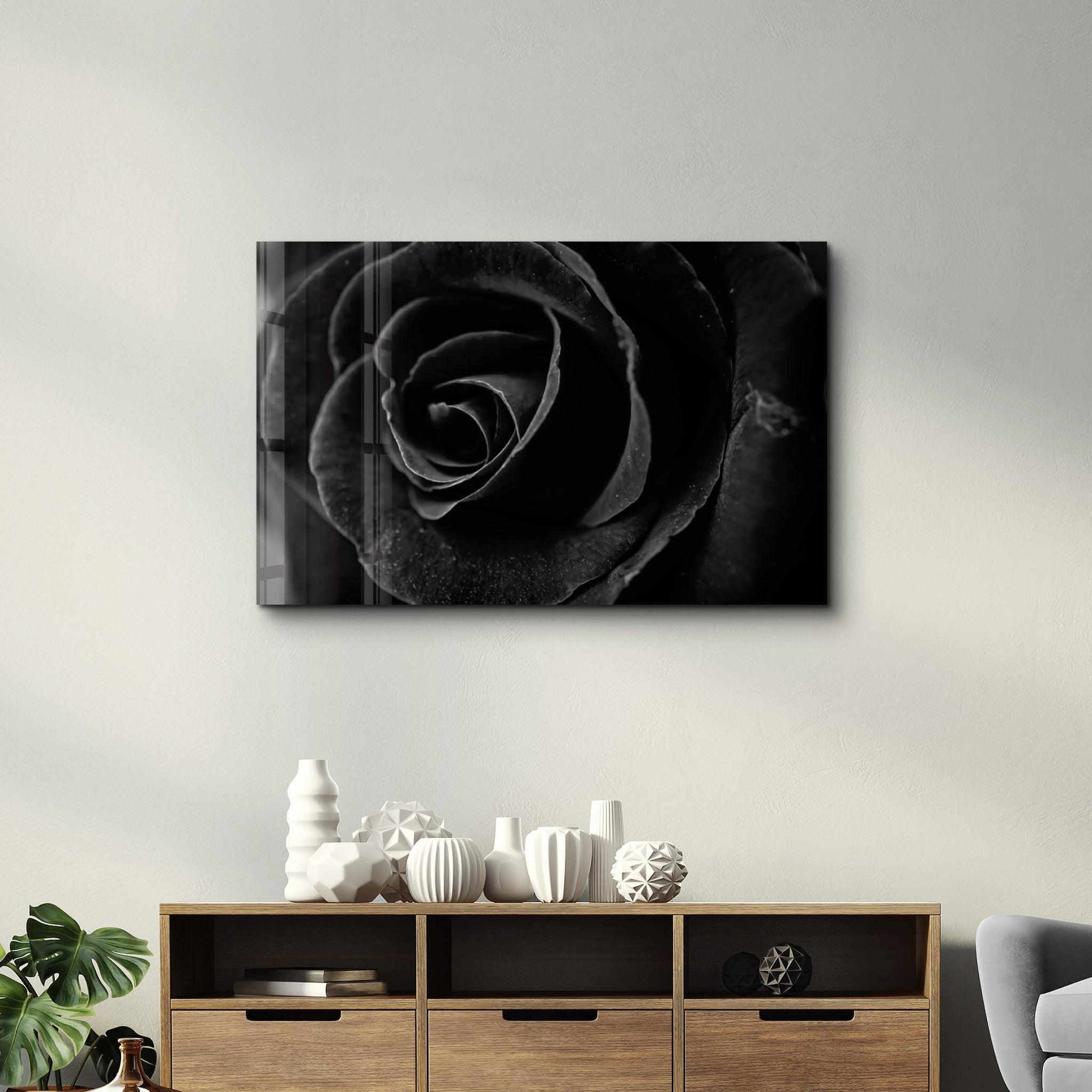 Black Rose | Glass Wall Art - Artdesigna