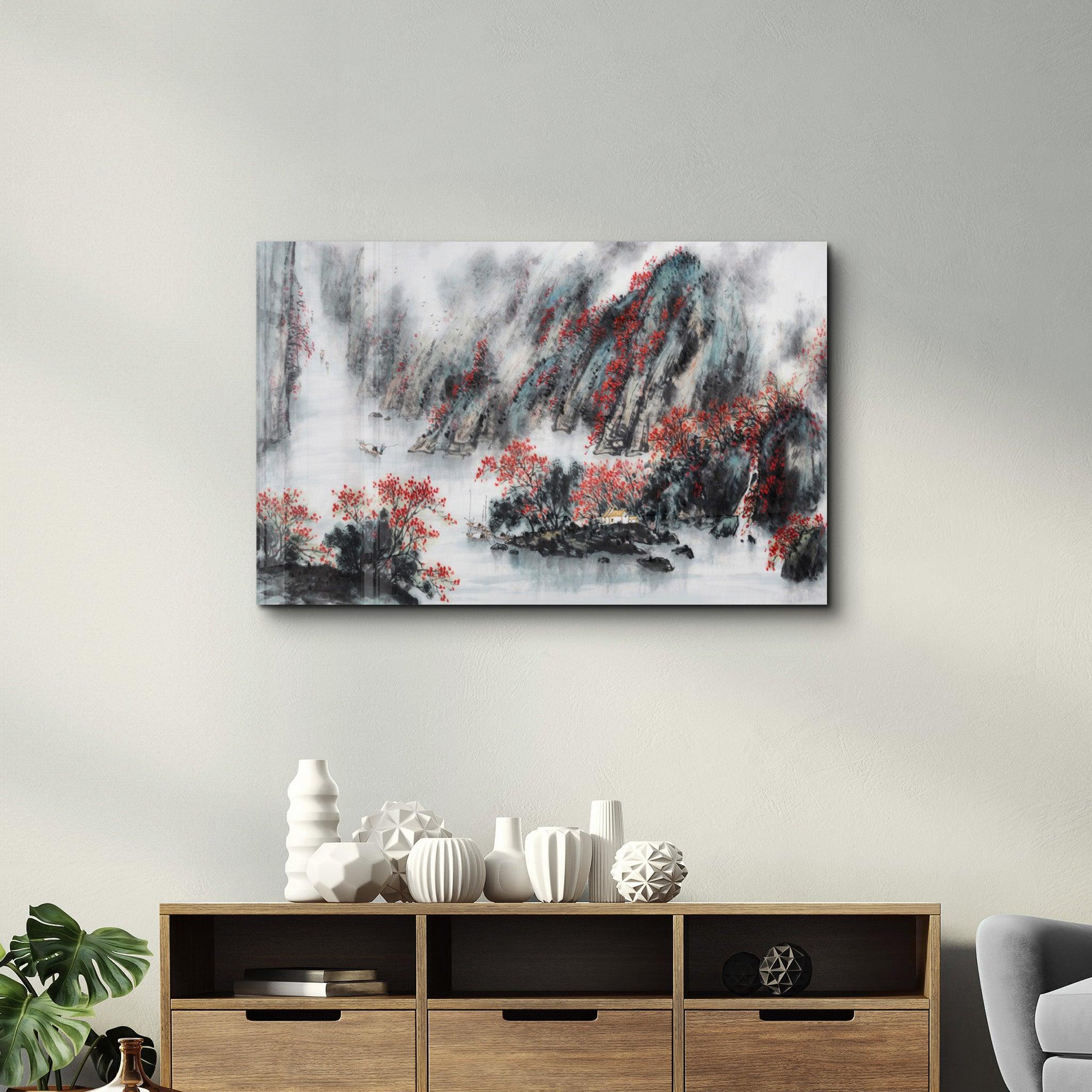 Japanese Drawing | Glass Wall Art - Artdesigna