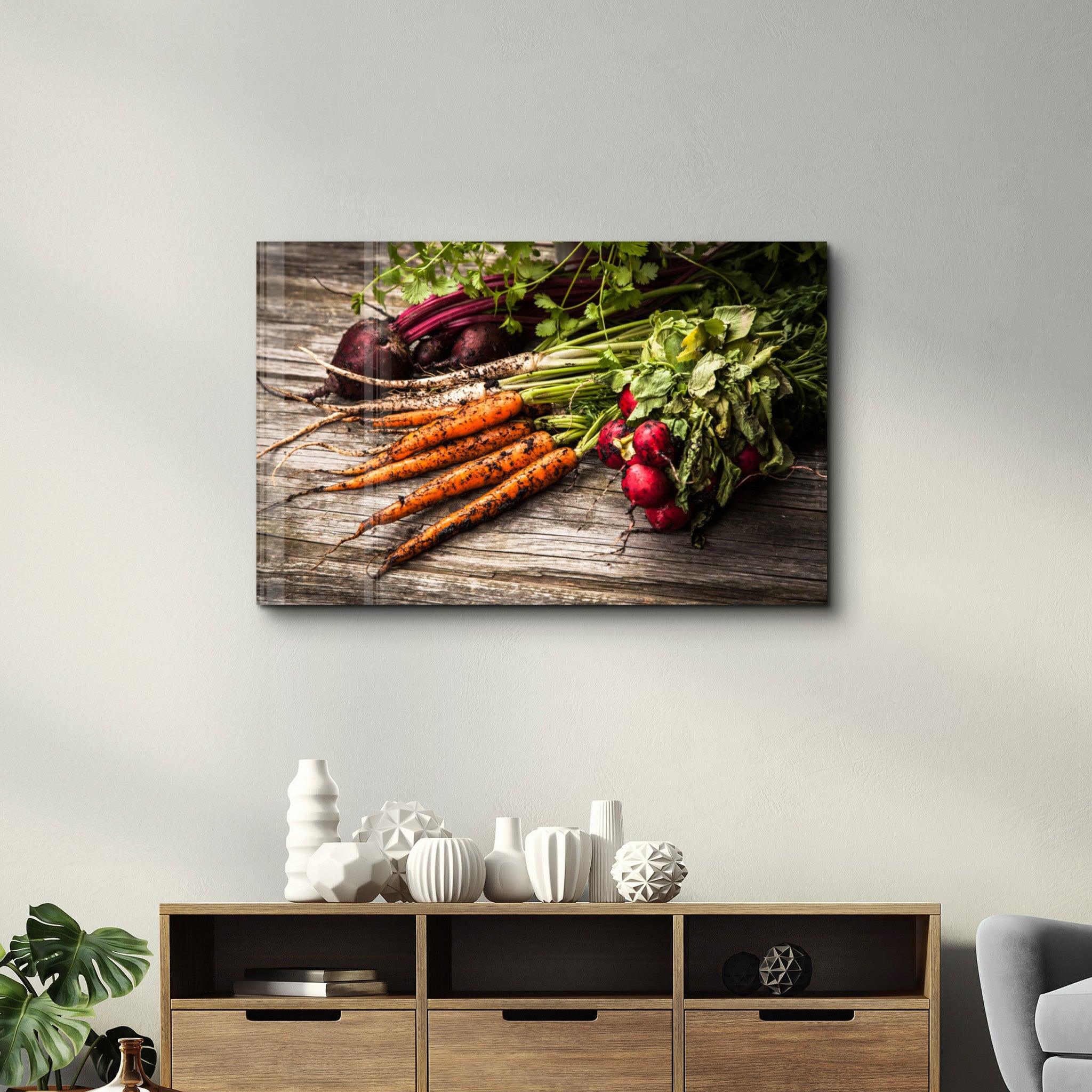 Carrot and Radish | Glass Wall Art - Artdesigna