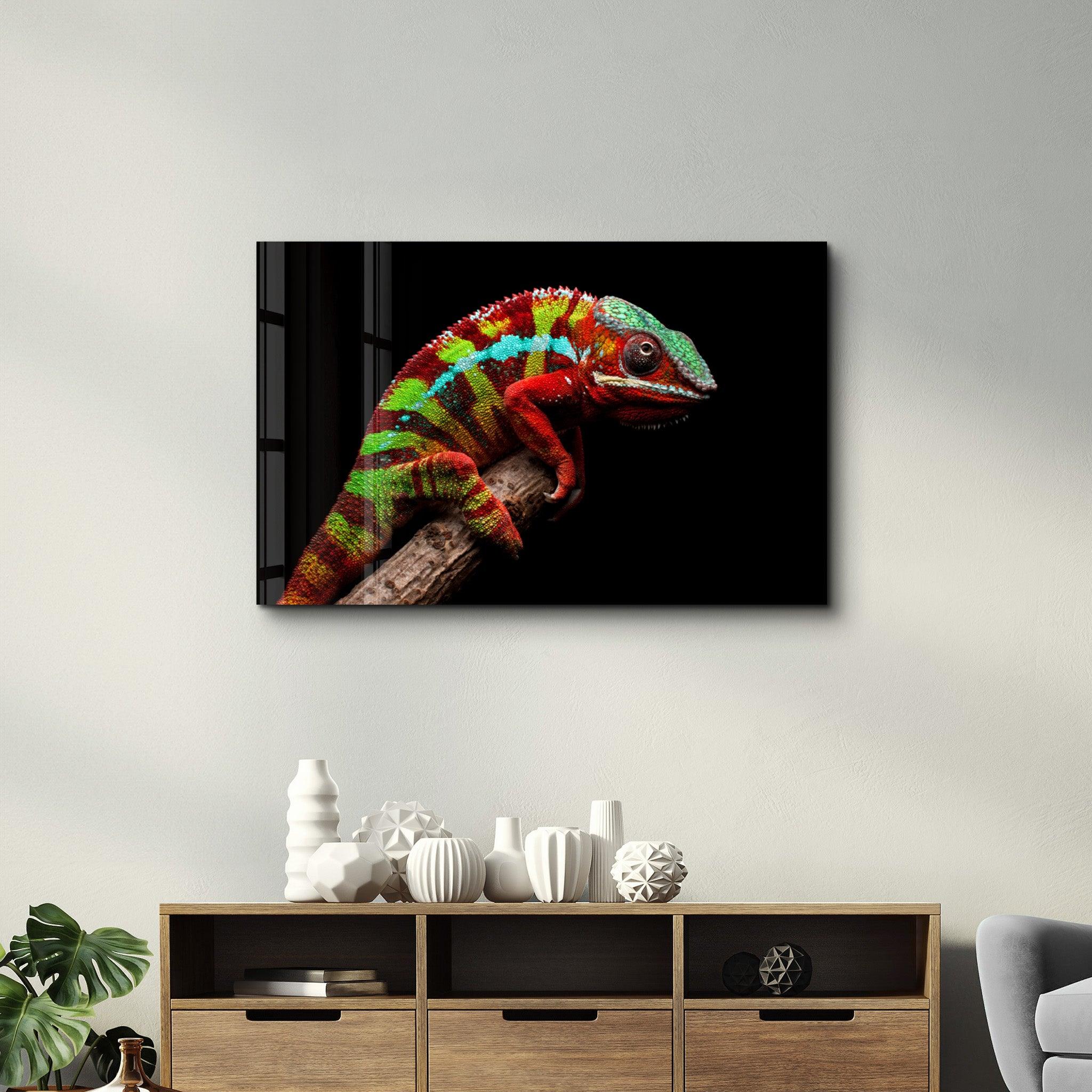 Chameleon | Glass Wall Art - Artdesigna