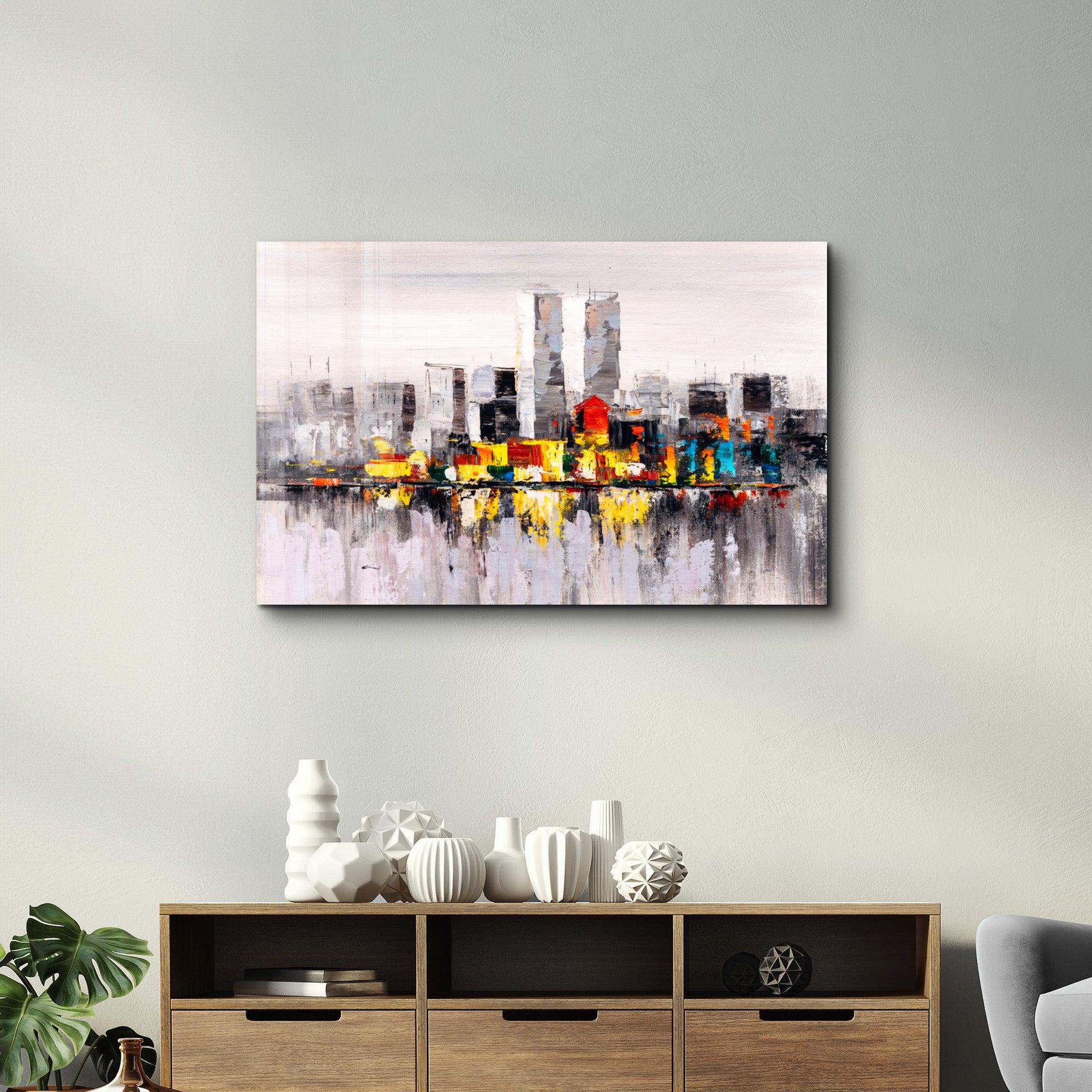 Abstract City | Glass Wall Art - Artdesigna