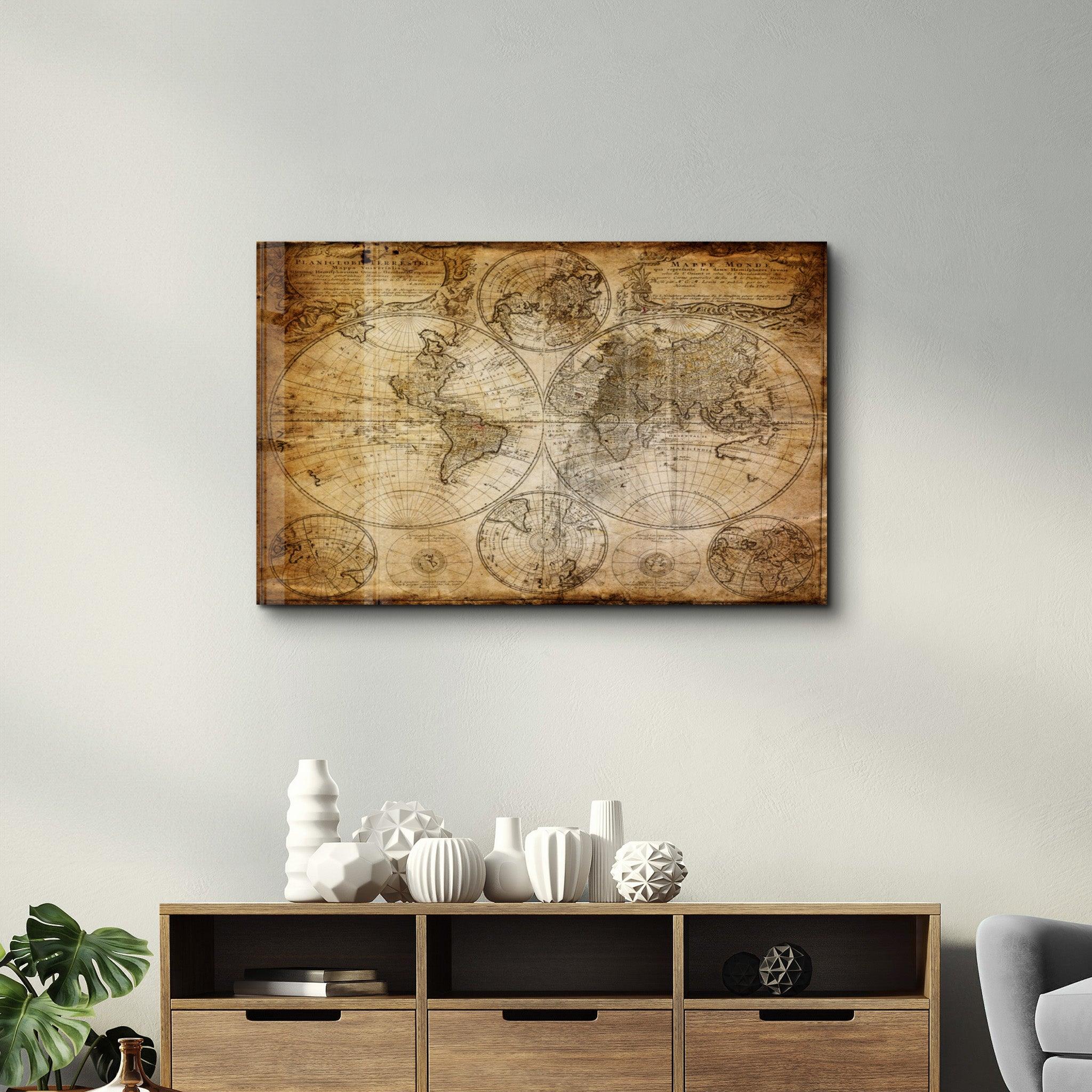 The Old Map | Glass Wall Art - Artdesigna