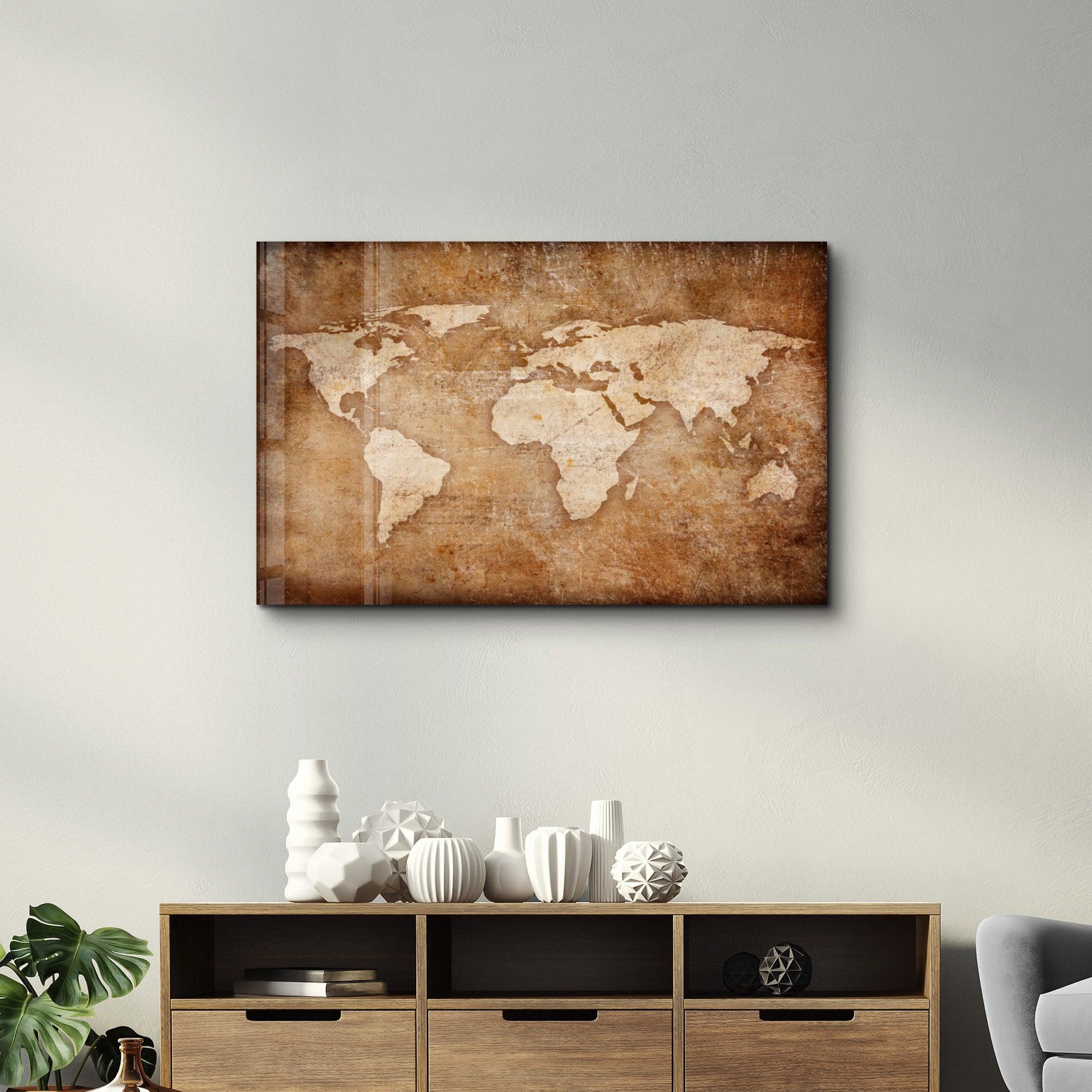 World Map Classic | Glass Wall Art - Artdesigna