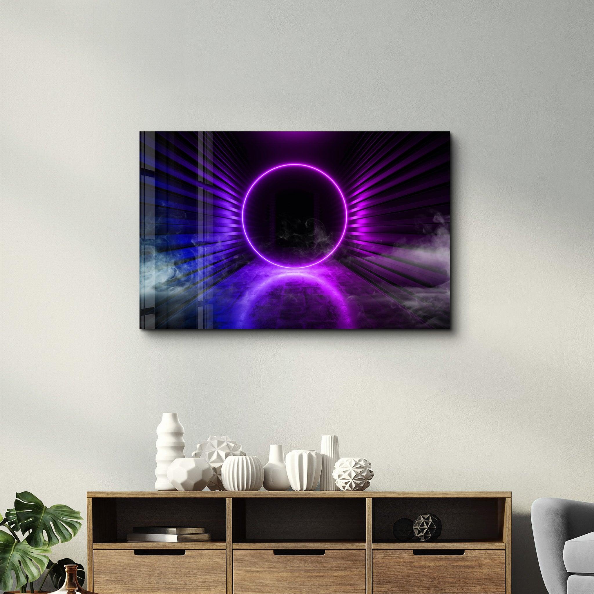 Neon Circle | Glass Wall Art - Artdesigna