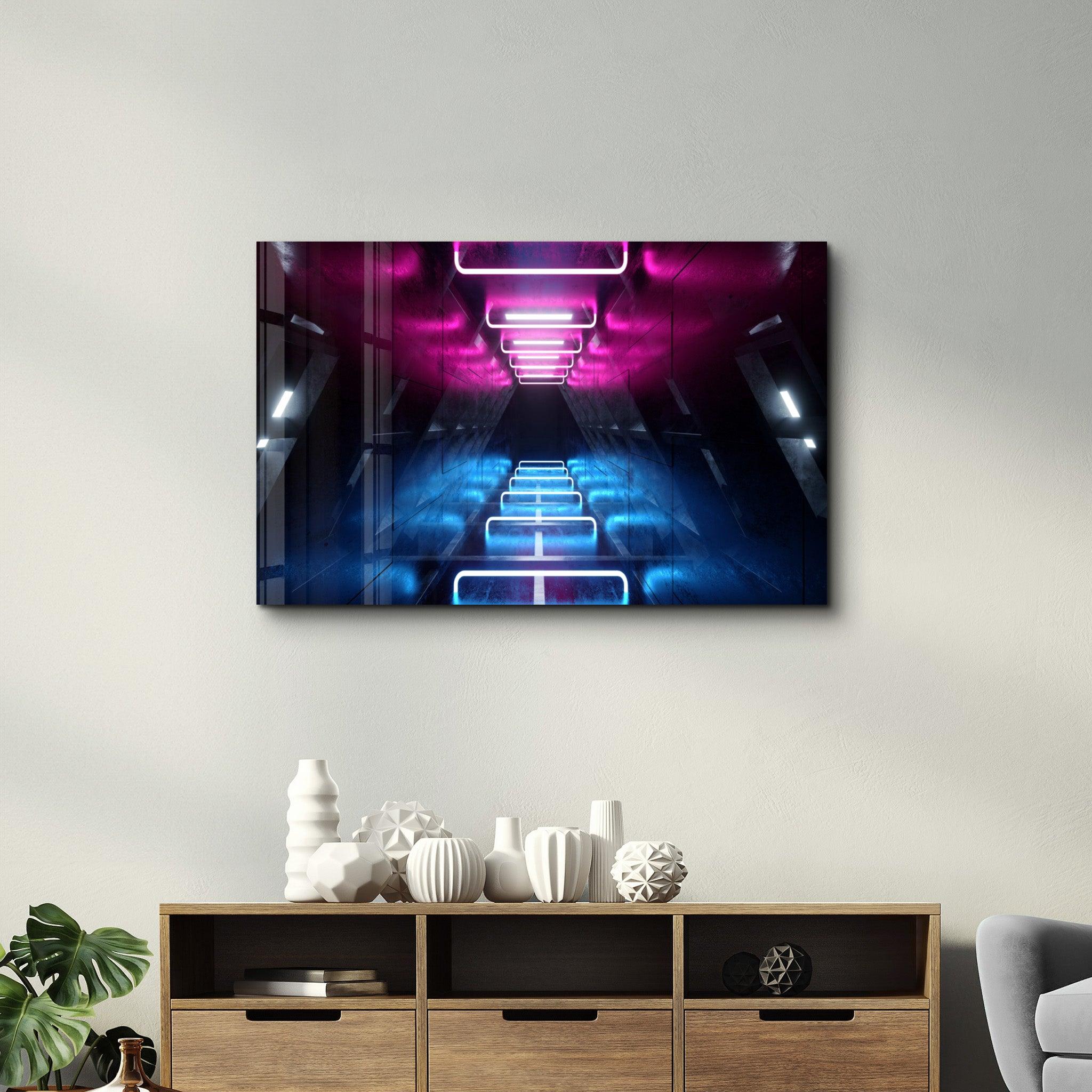 Neon Roller Coaster | Glass Wall Art - Artdesigna