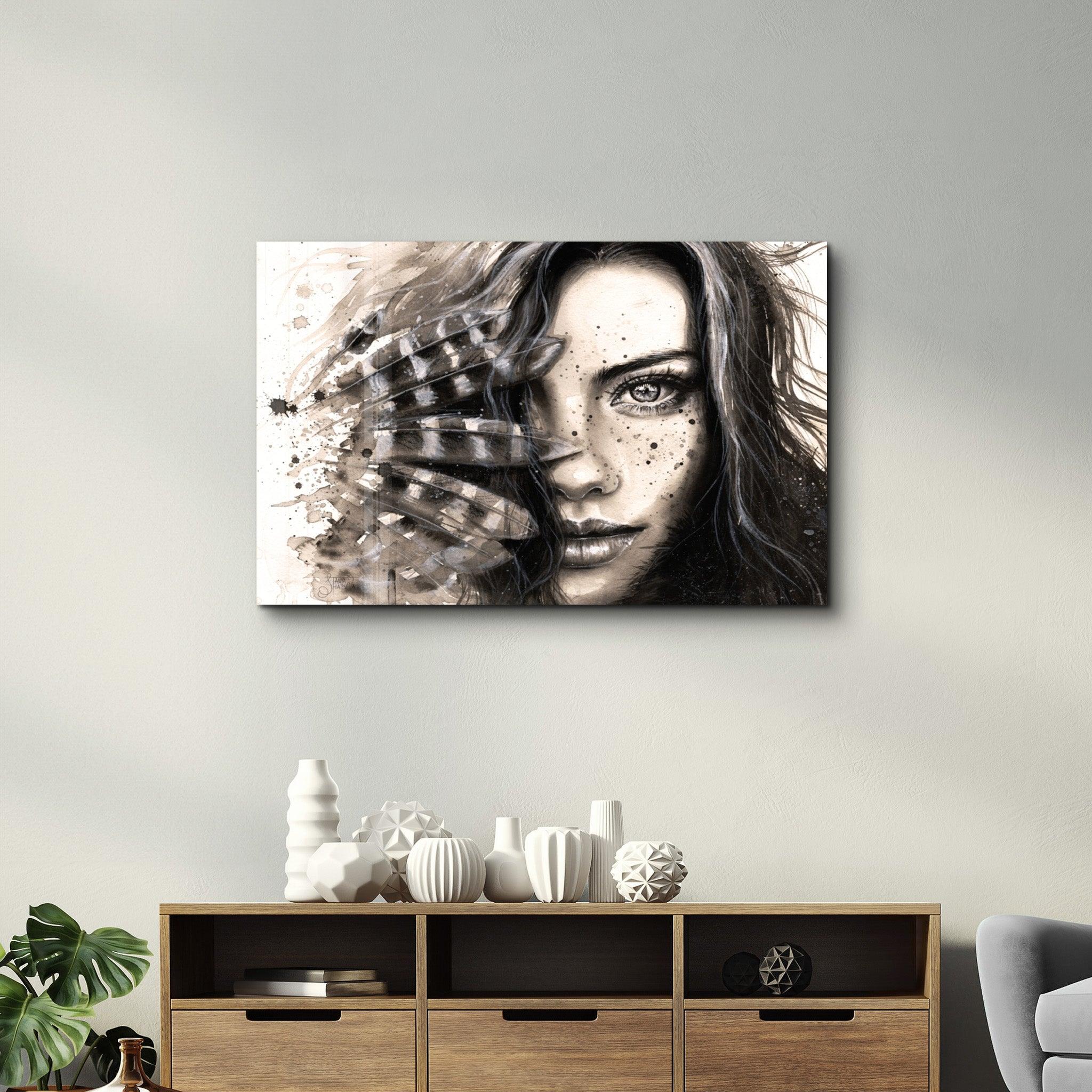 Hiding Woman | Glass Wall Art - Artdesigna