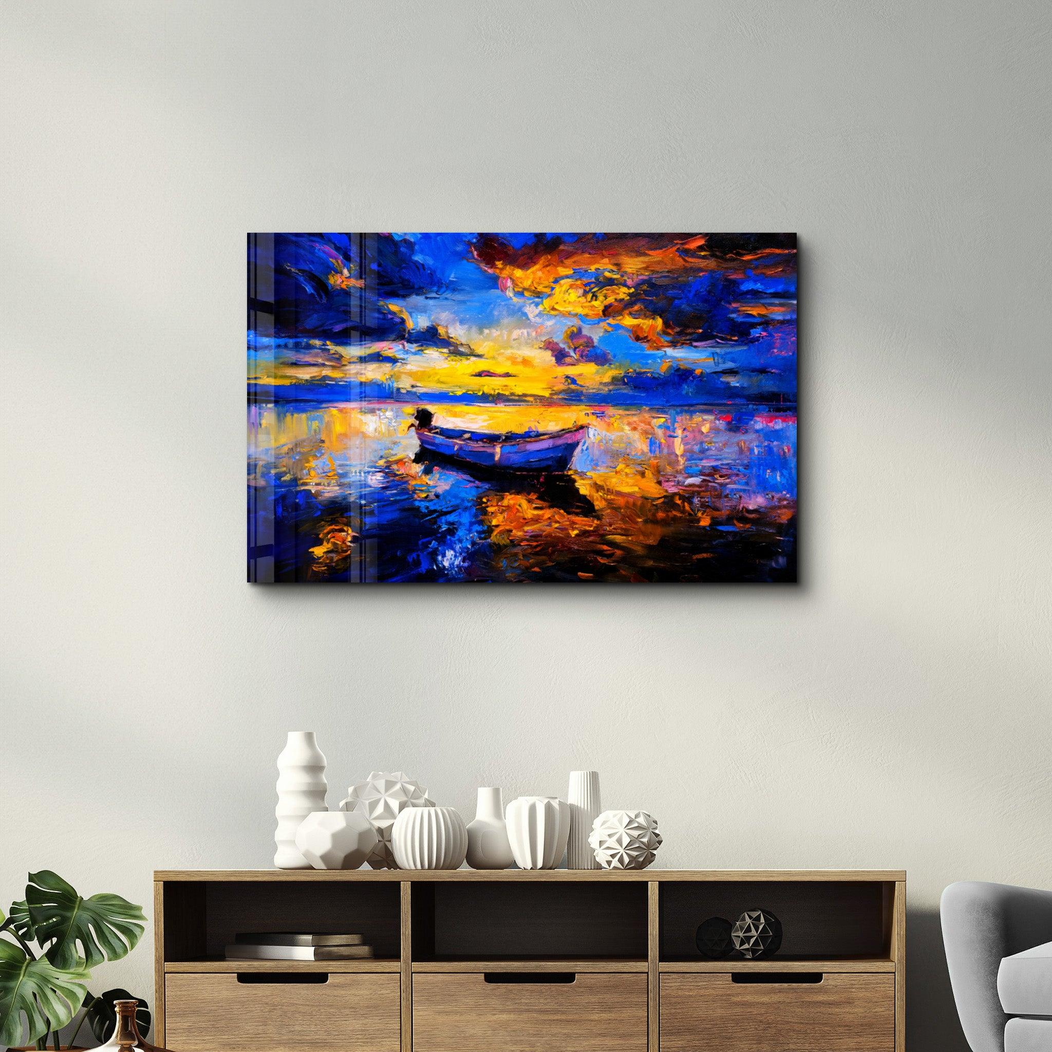 The Boat Painting 2 | Glass Wall Art - Artdesigna