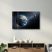 World & Moon | Glass Wall Art - Artdesigna