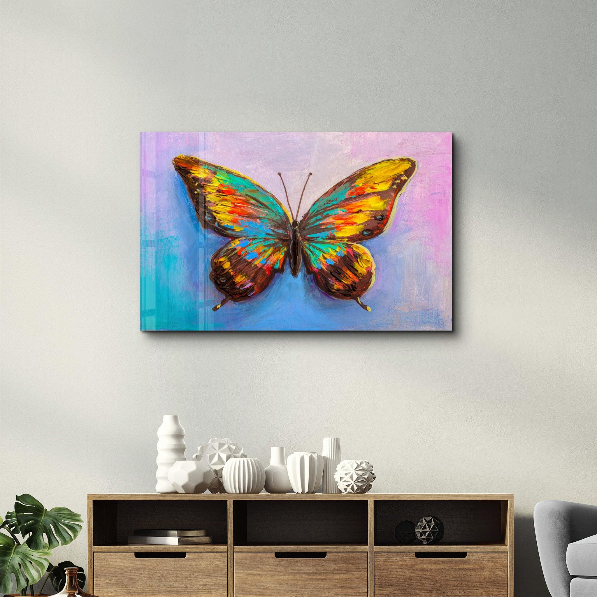 Radiant Flight: Butterfly | Glass Wall Art - Artdesigna