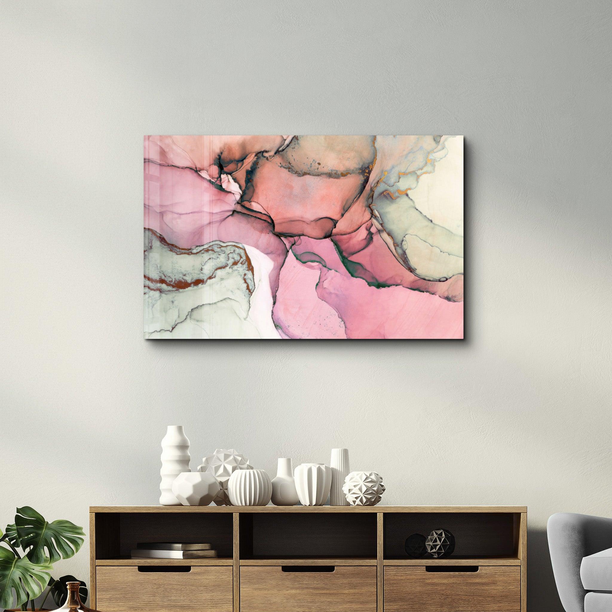 Waves of Tranquility Pink | Glass Wall Art - Artdesigna