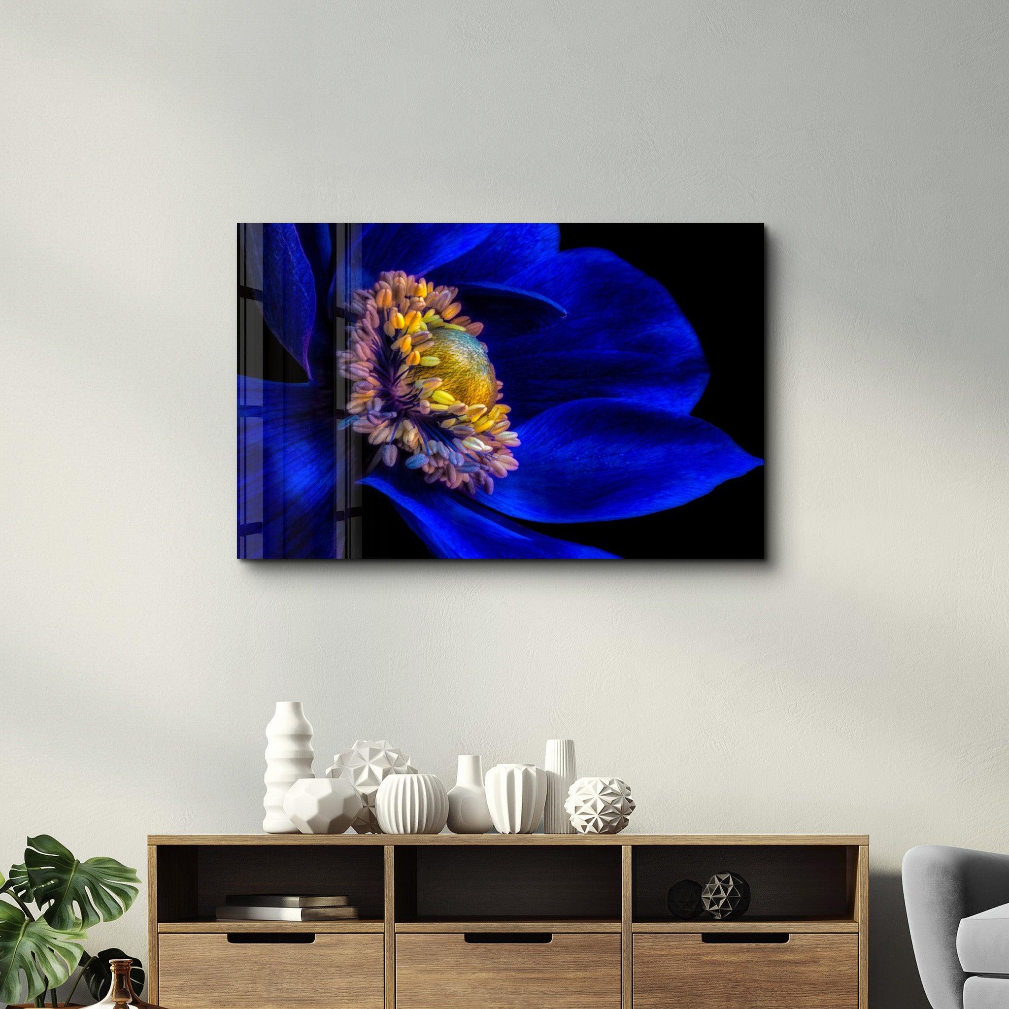 Blue Flower2 | Glass Wall Art - Artdesigna