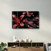 Red and Black Flowers | Glass Wall Art - Artdesigna