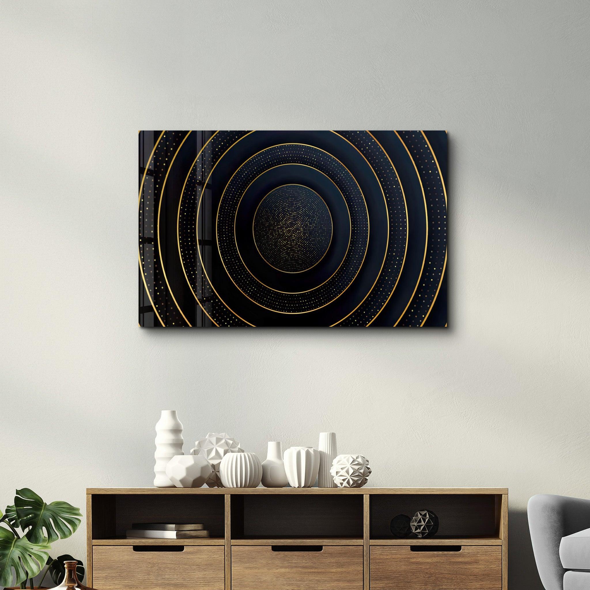 Golden Circles | Glass Wall Art - Artdesigna