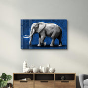 Elephant Blue | Glass Wall Art - Artdesigna