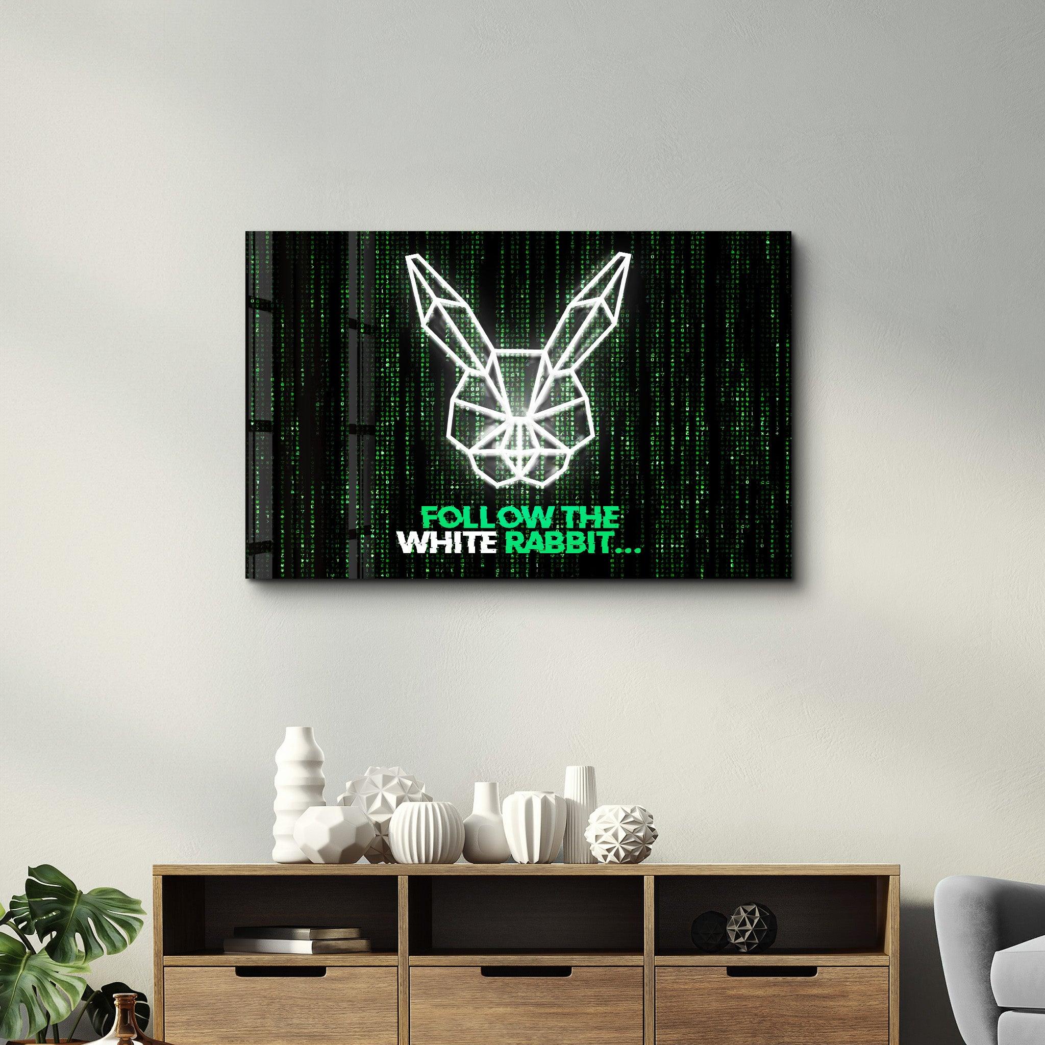 Follow the Rabbit | Glass Wall Art - Artdesigna