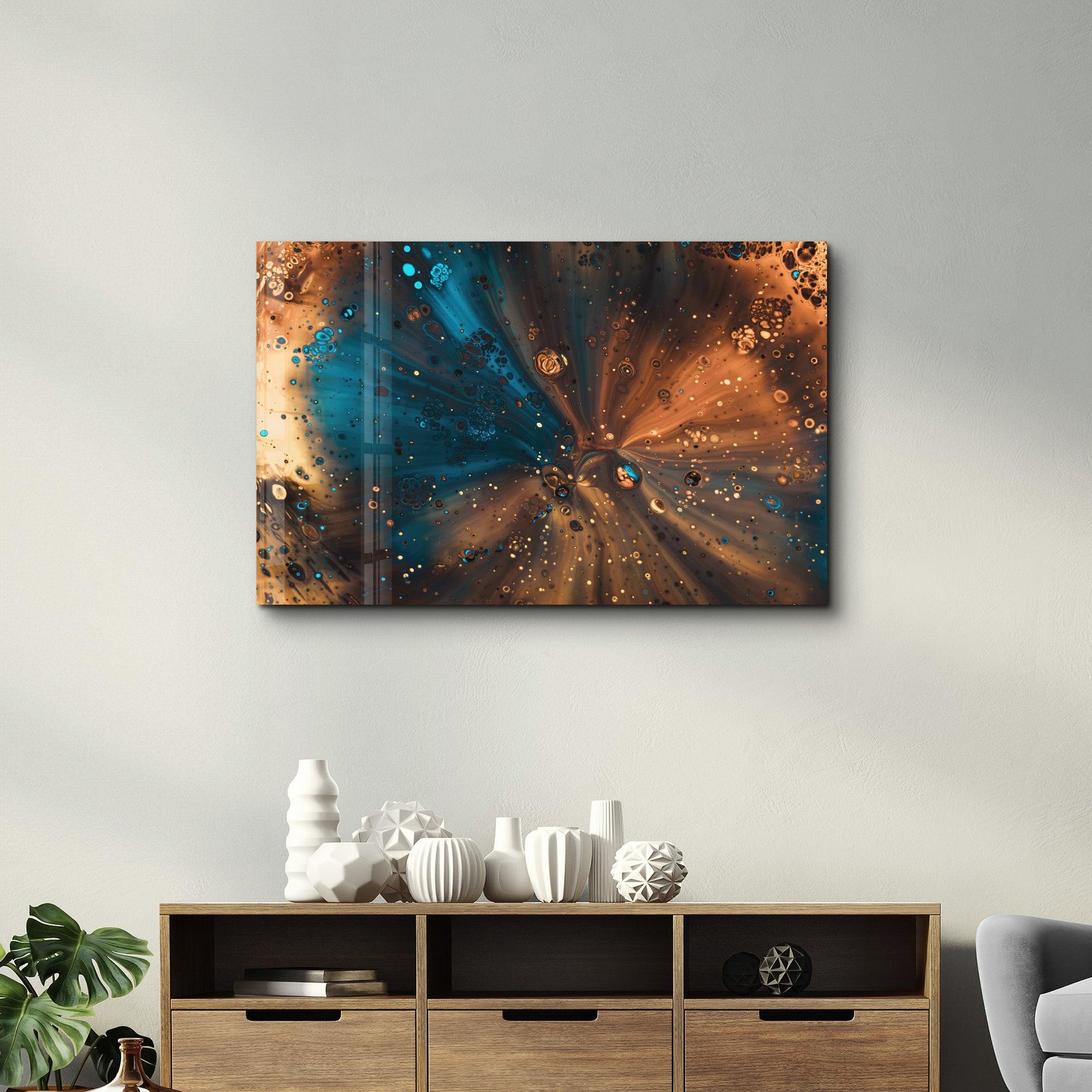 Bronze and Blue | Designer's Collection Glass Wall Art - Artdesigna