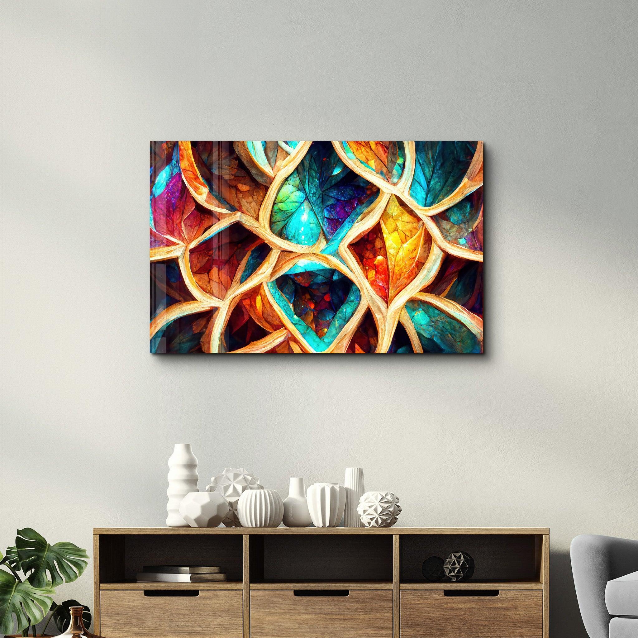 Cosmic Leaves | Glass Wall Art - Artdesigna