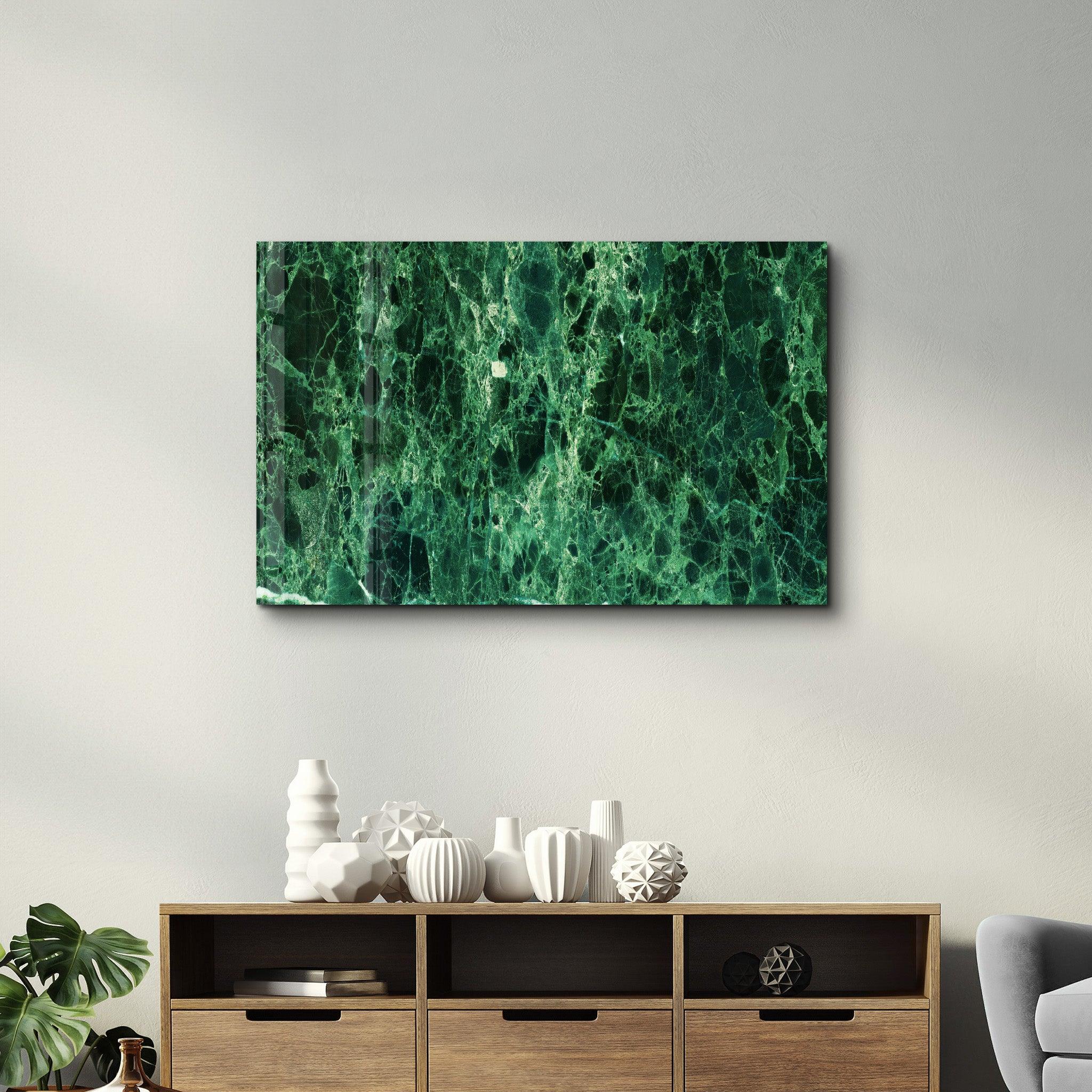 Green Marble | Glass Wall Art - Artdesigna