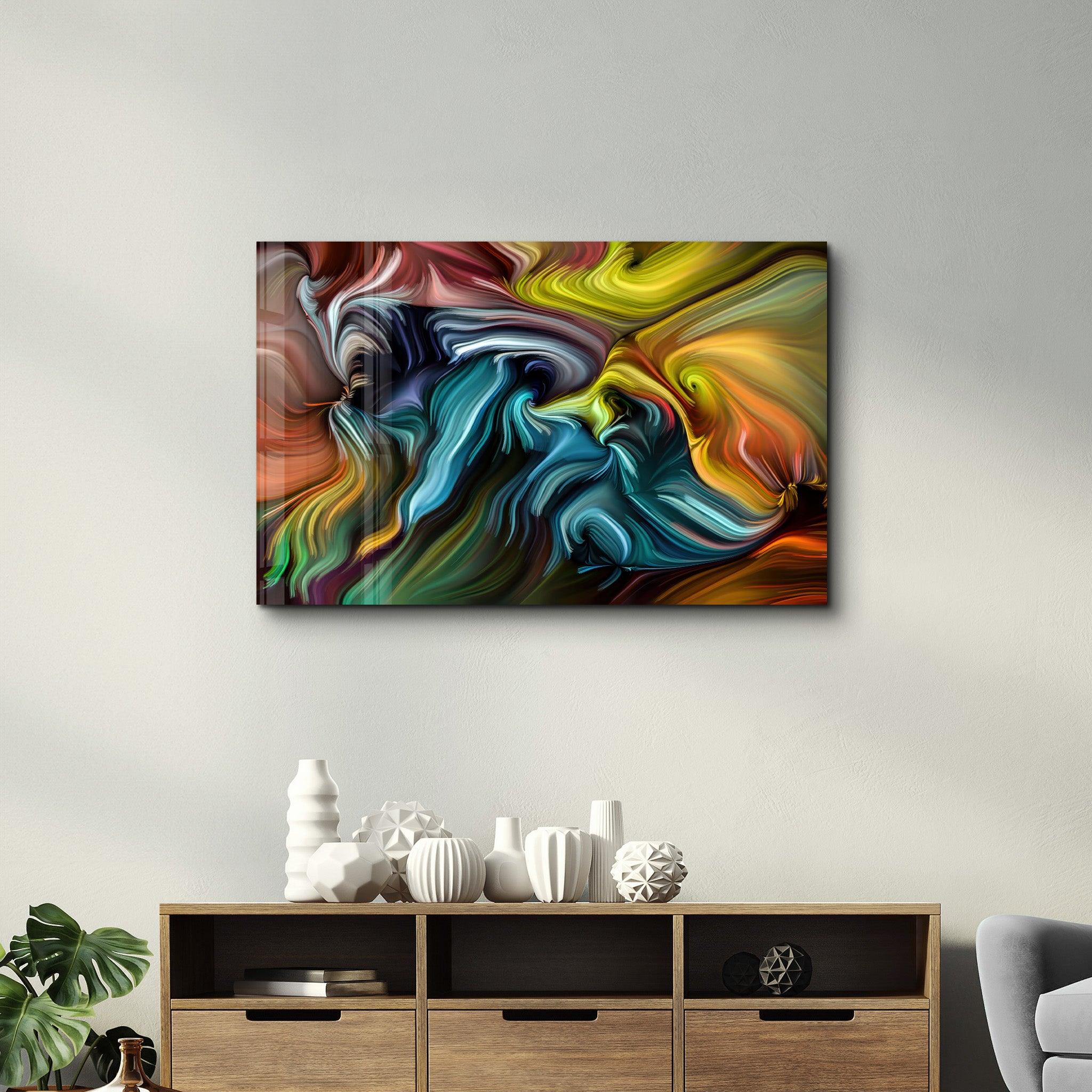 Abstract Strokes | Glass Wall Art - Artdesigna