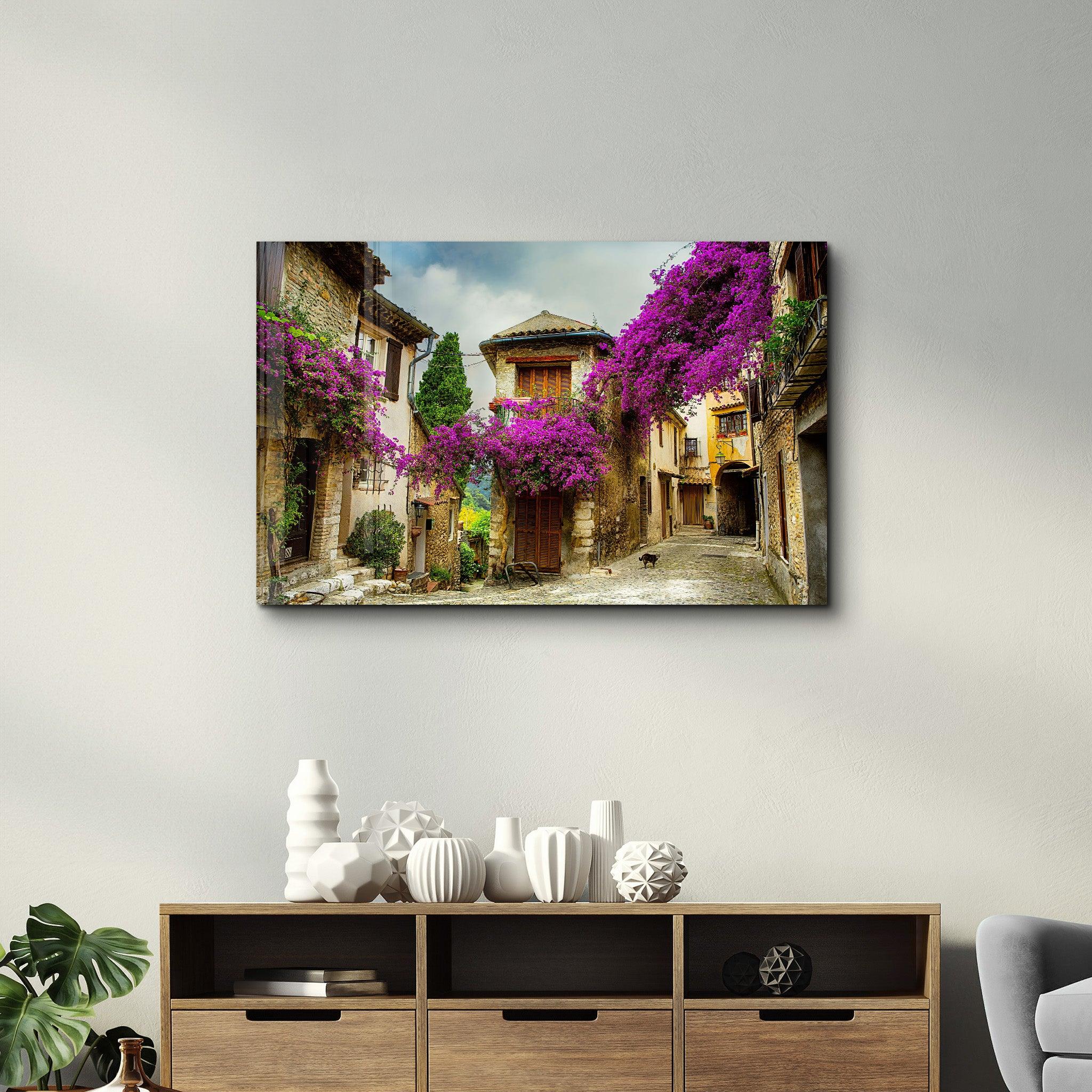 Old Village in Aegean | Glass Wall Art - Artdesigna