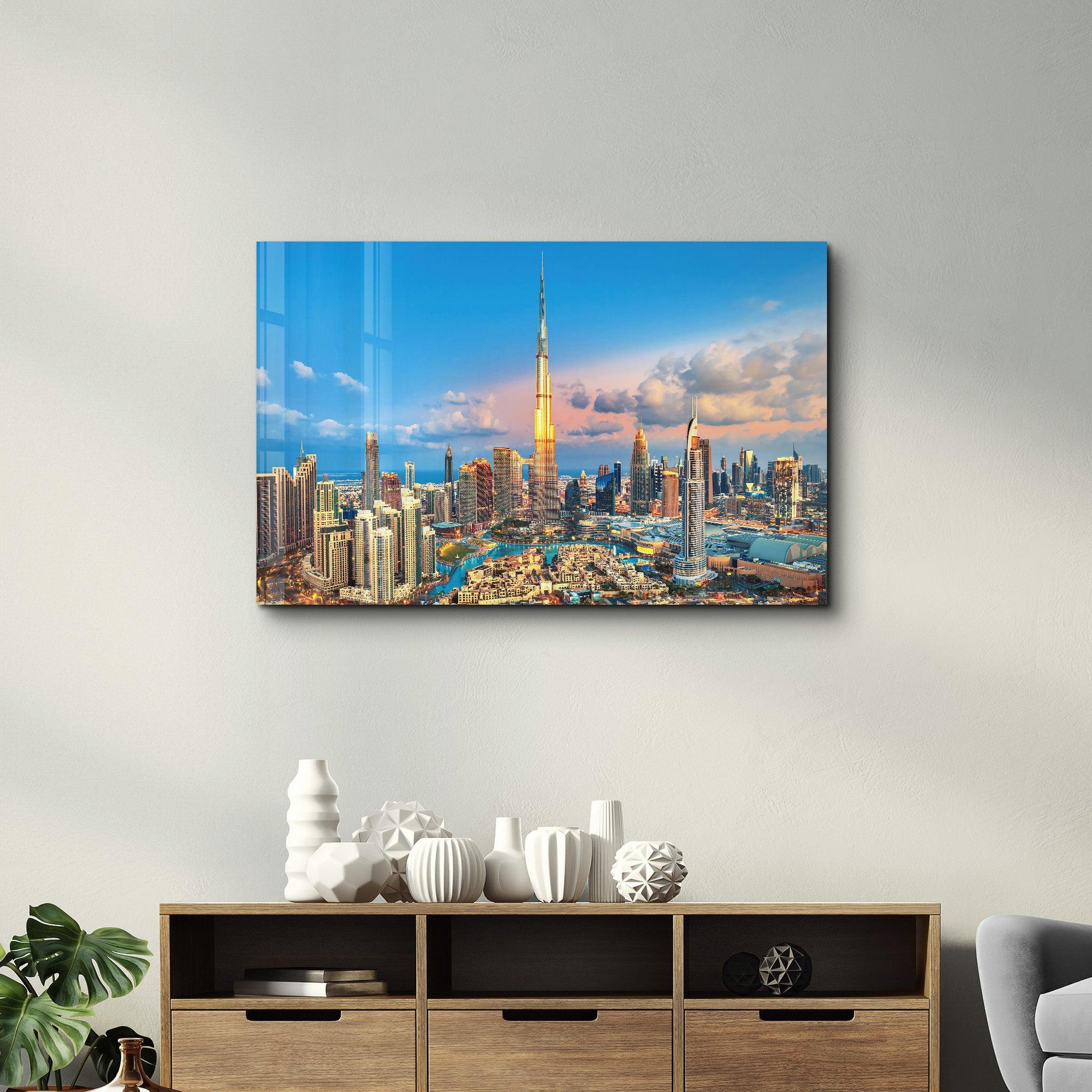 Dubai Sykline - UAE | Glass Wall Art - Artdesigna