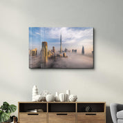 Dubai Sykline Under Fog- UAE | Glass Wall Art - Artdesigna